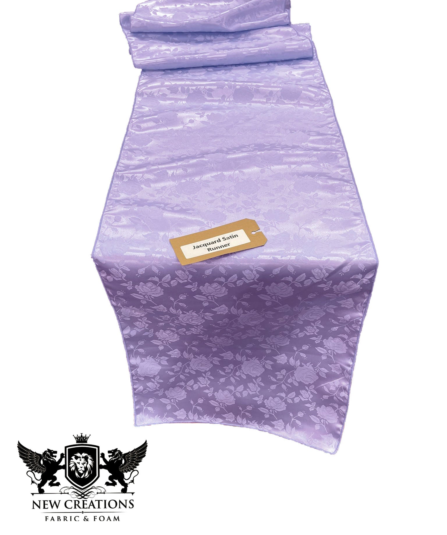 Jacquard Satin Roses Runner, Party Supply / Wedding / Decoration (14" Wide x 72" Long). - New Creations Fabric & Foam Inc