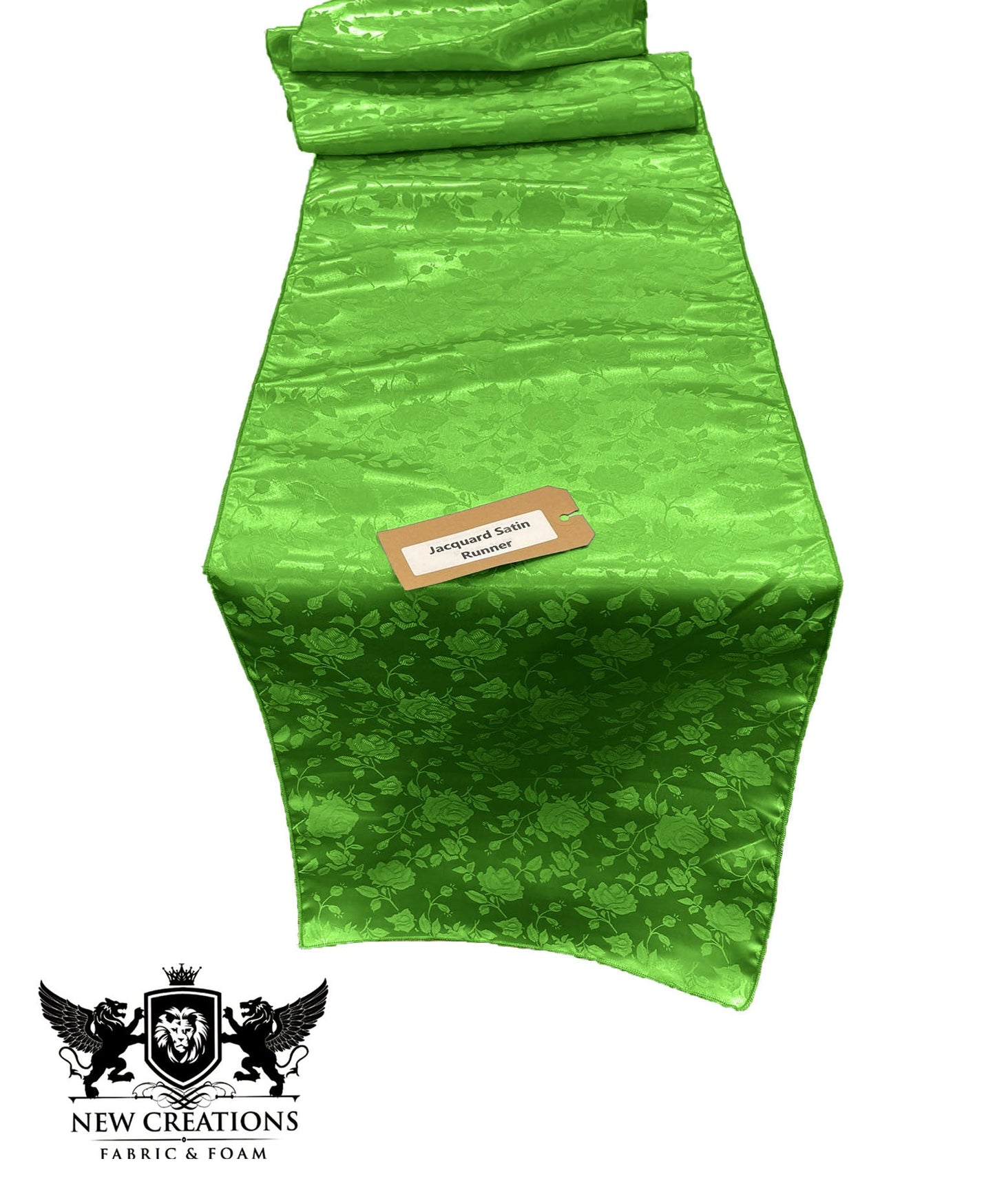 Jacquard Satin Roses Runner, Party Supply / Wedding / Decoration (14" Wide x 72" Long). - New Creations Fabric & Foam Inc