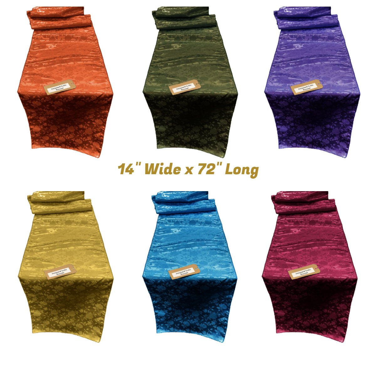 Jacquard Satin Roses Runner, Party Supply / Wedding / Decoration (14" Wide x 72" Long). - New Creations Fabric & Foam Inc