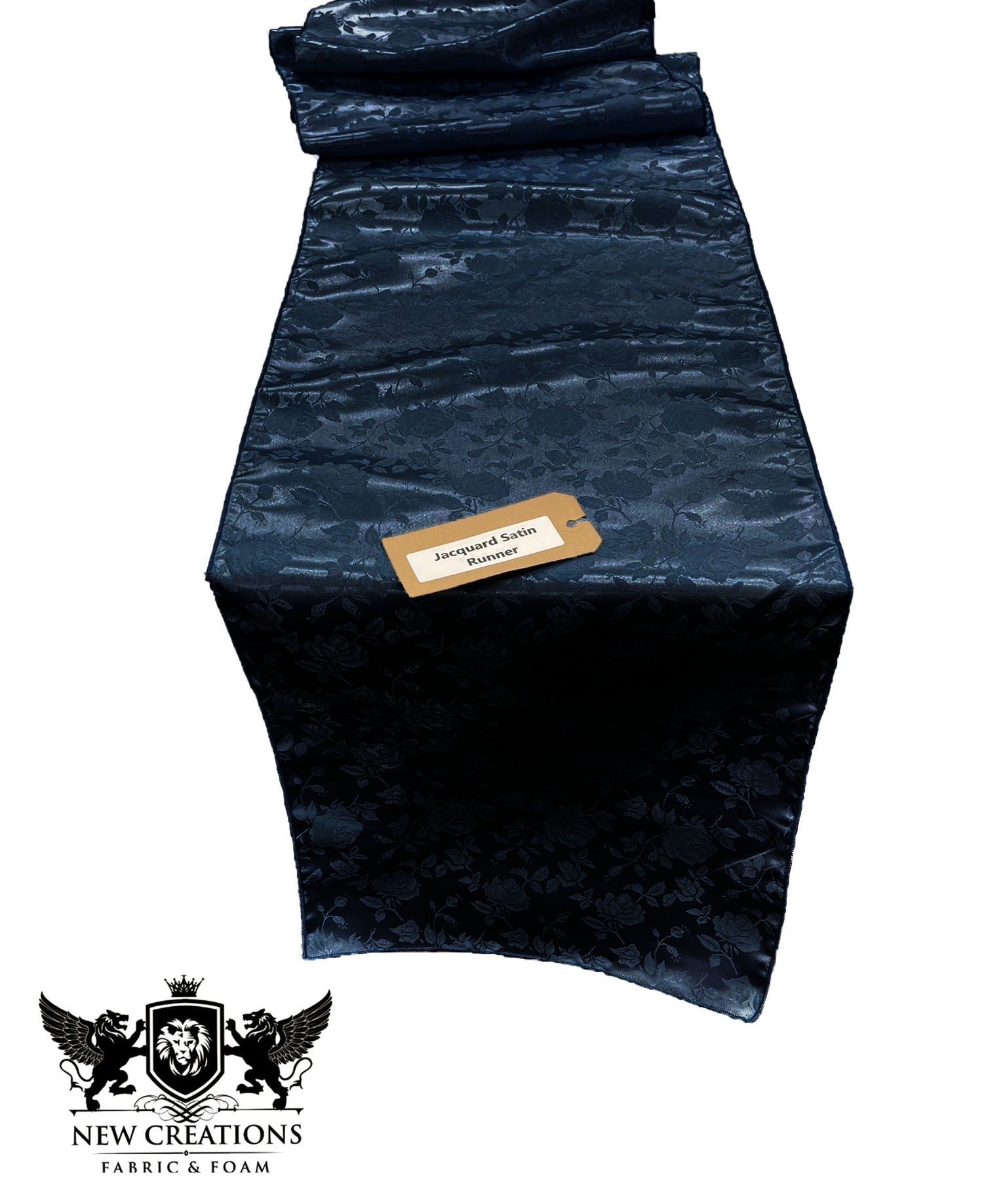 Jacquard Satin Roses Runner, Party Supply / Wedding / Decoration (14" Wide x 72" Long). - New Creations Fabric & Foam Inc