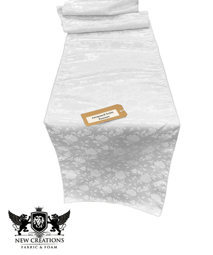 Jacquard Satin Roses Runner, Party Supply / Wedding / Decoration (14" Wide x 72" Long). - New Creations Fabric & Foam Inc