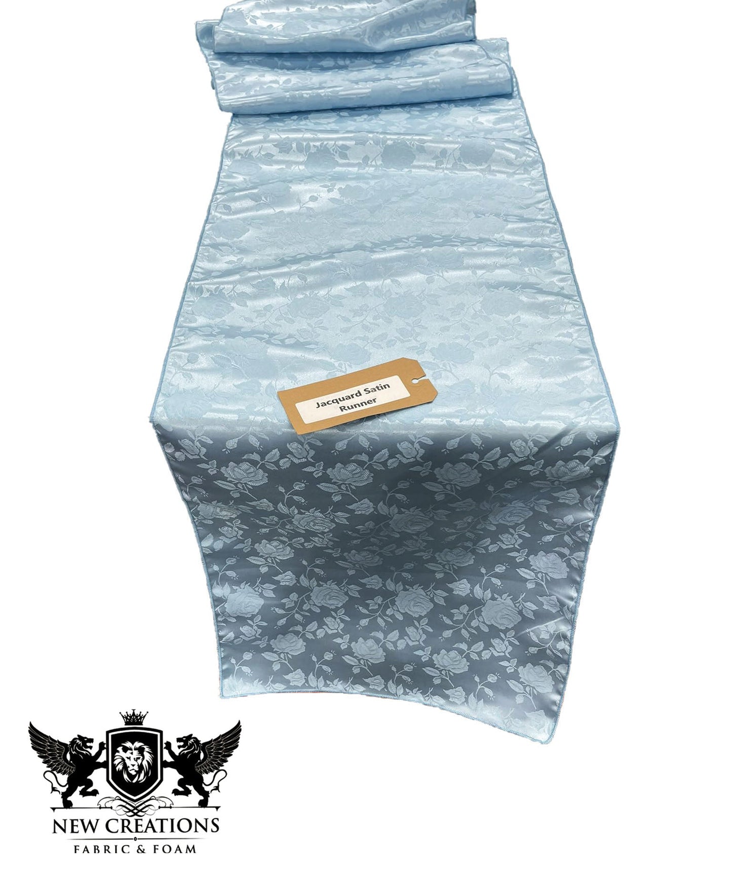 Jacquard Satin Roses Runner, Party Supply / Wedding / Decoration (14" Wide x 72" Long). - New Creations Fabric & Foam Inc