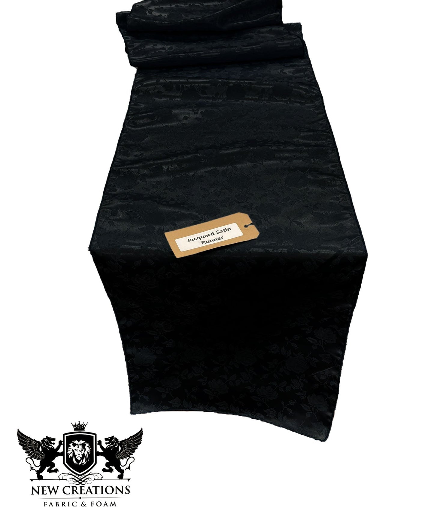 Jacquard Satin Roses Runner, Party Supply / Wedding / Decoration (14" Wide x 72" Long). - New Creations Fabric & Foam Inc