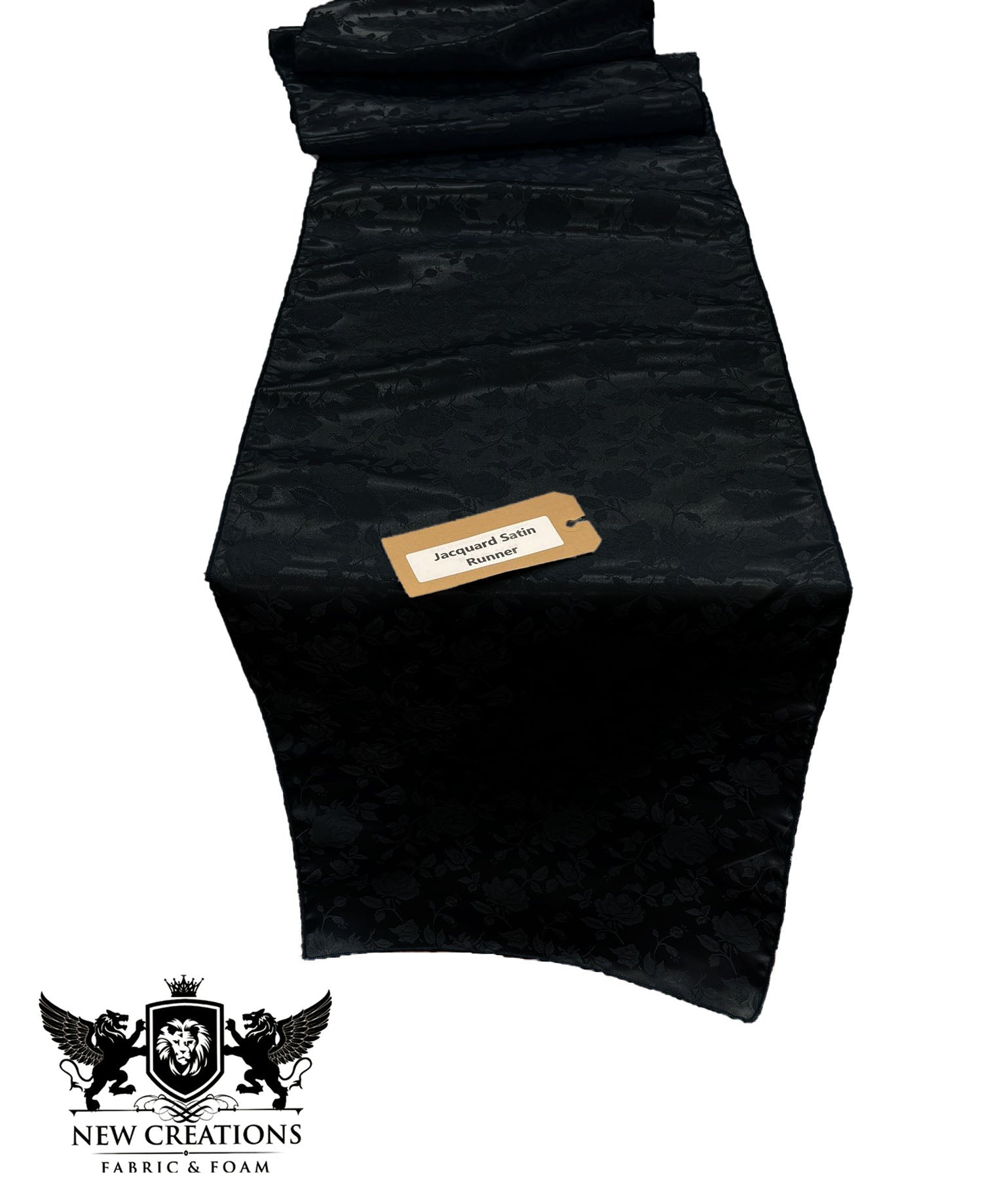 Jacquard Satin Roses Runner, Party Supply / Wedding / Decoration (14" Wide x 72" Long). - New Creations Fabric & Foam Inc