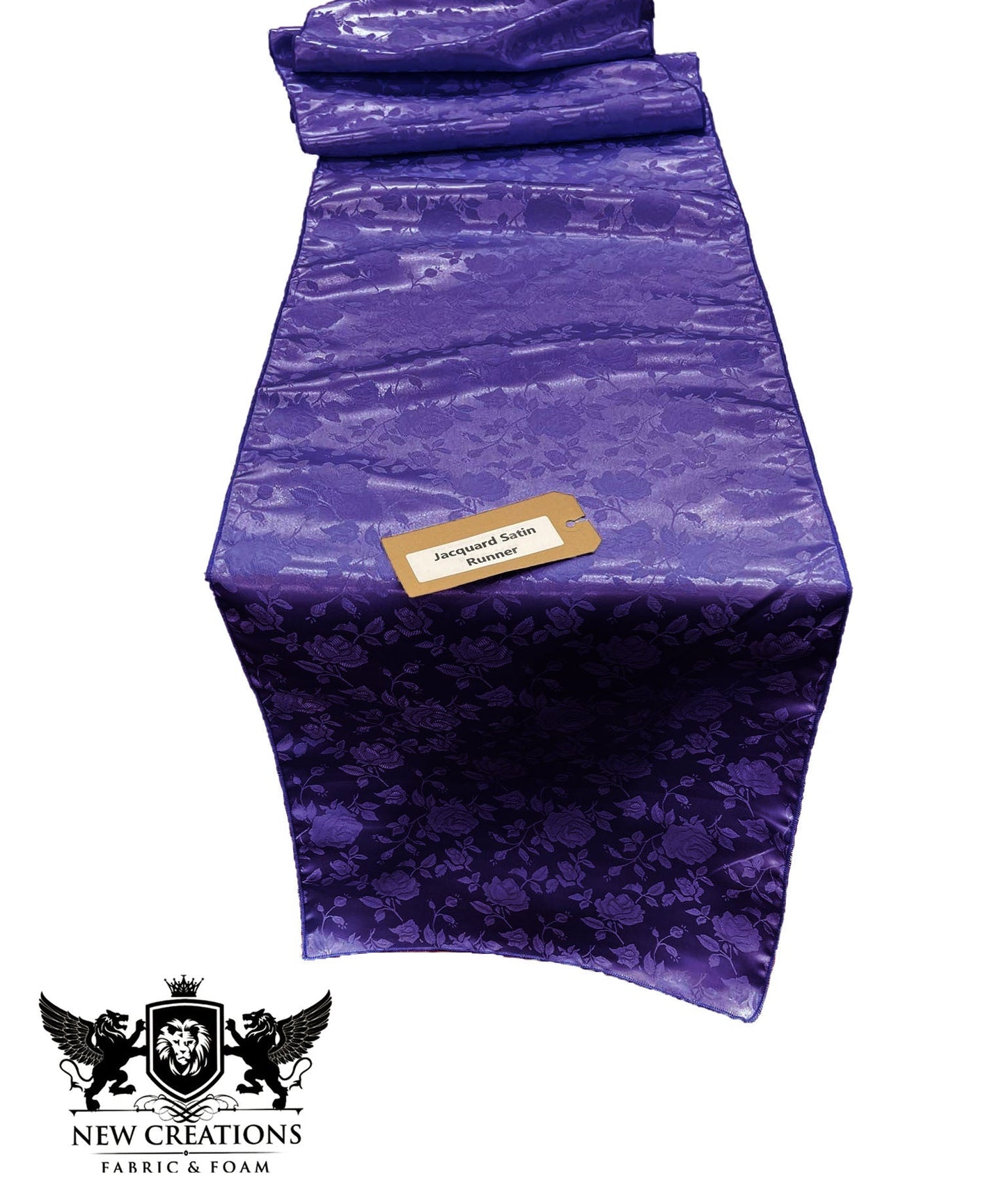 Jacquard Satin Roses Runner, Party Supply / Wedding / Decoration (14" Wide x 84" Long). - New Creations Fabric & Foam Inc