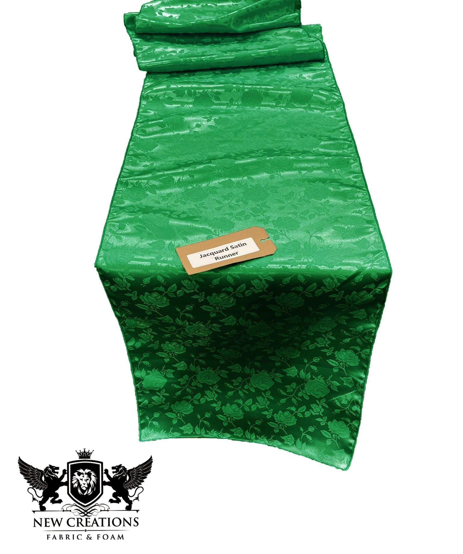 Jacquard Satin Roses Runner, Party Supply / Wedding / Decoration (14" Wide x 90" Long). - New Creations Fabric & Foam Inc