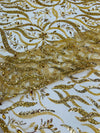 JEWEL VINE BEADED LACE ON MESH FABRIC (By The Yard) - New Creations Fabric & Foam Inc