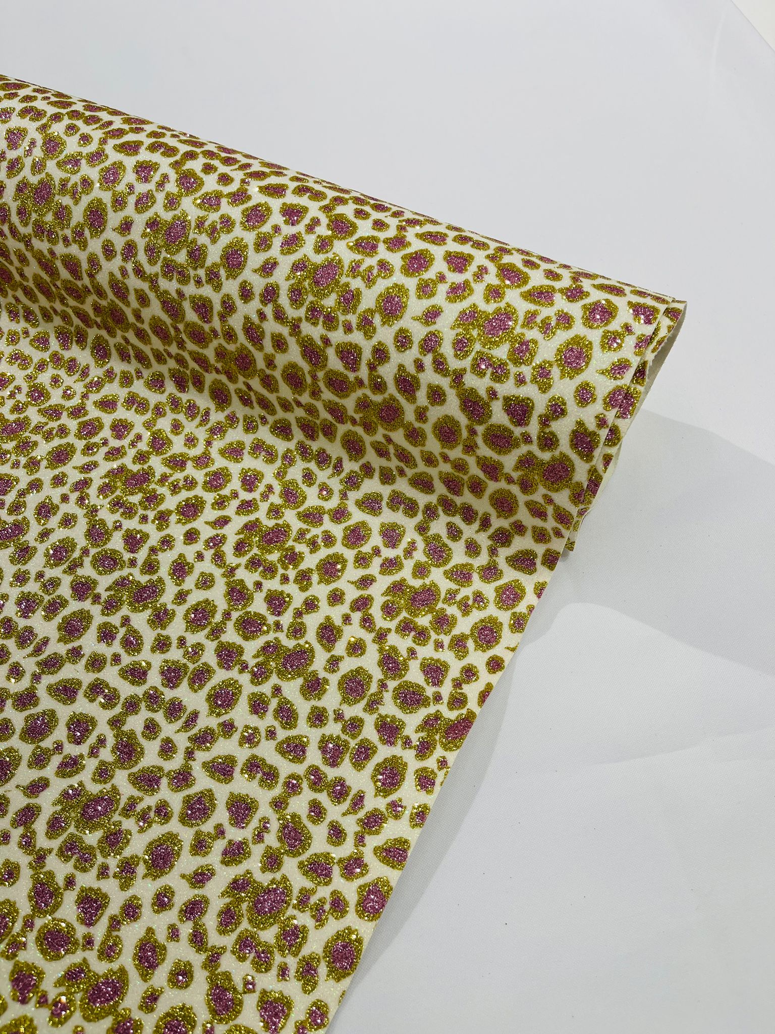 LEOPARD GLITTER CANVAS VINYL (by the yard) - New Creations Fabric & Foam Inc