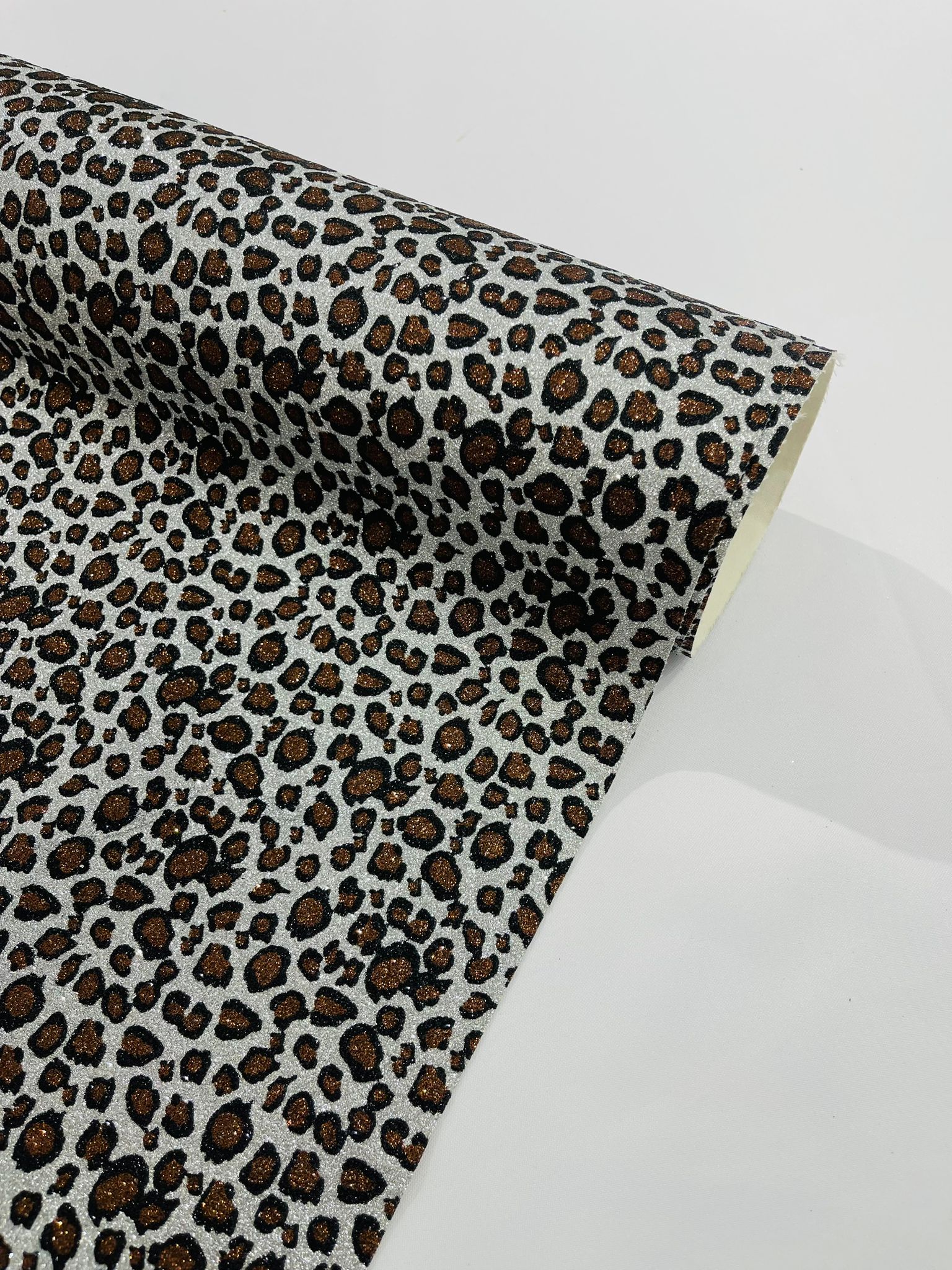 LEOPARD GLITTER CANVAS VINYL (by the yard) - New Creations Fabric & Foam Inc