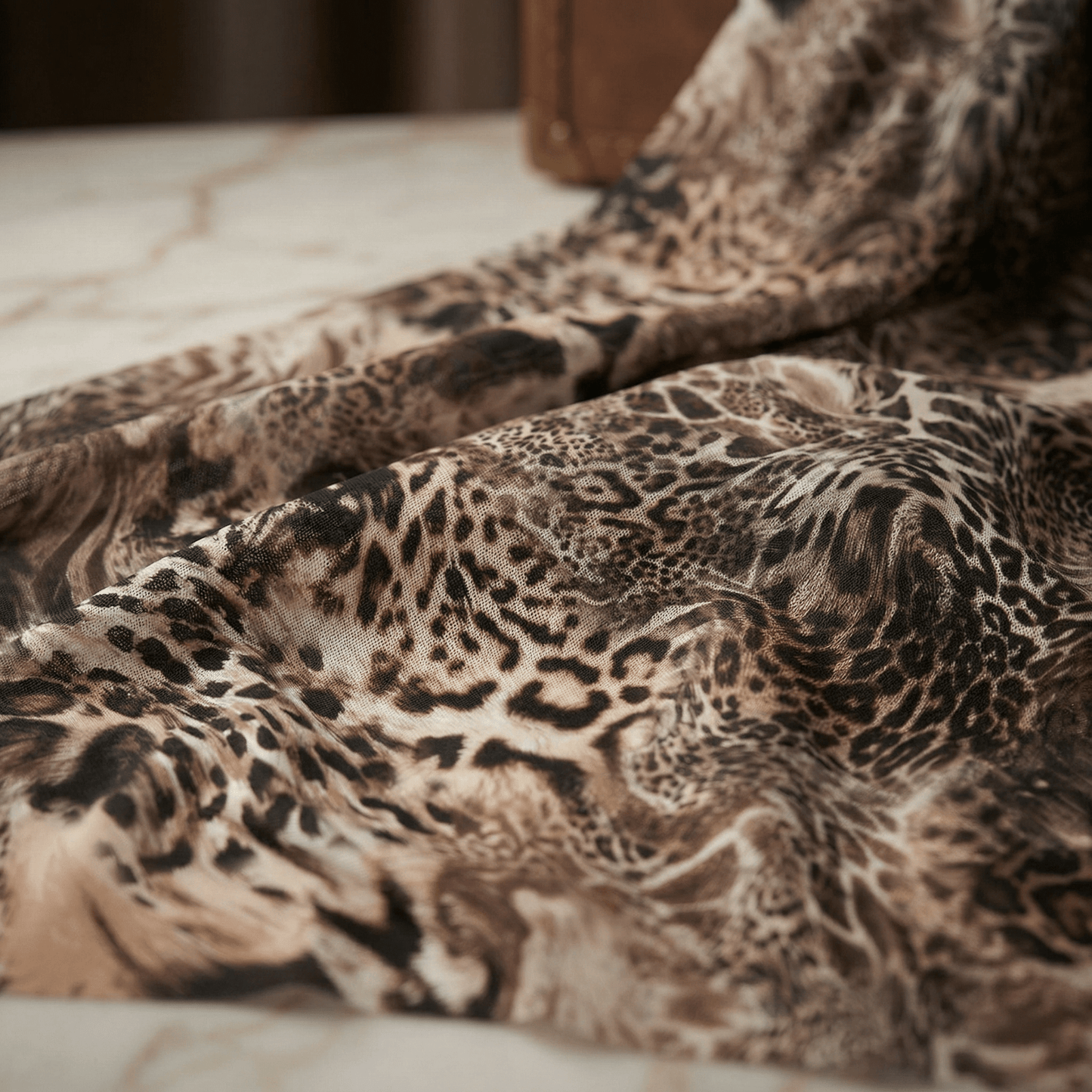 Leopard Print Stretch Power Mesh Fabric 58” Wide by the Yard – Sheer 4 Way Stretch Animal Print Mesh for Dancewear, Lingerie, Dresses & Costumes - New Creations Fabric & Foam Inc