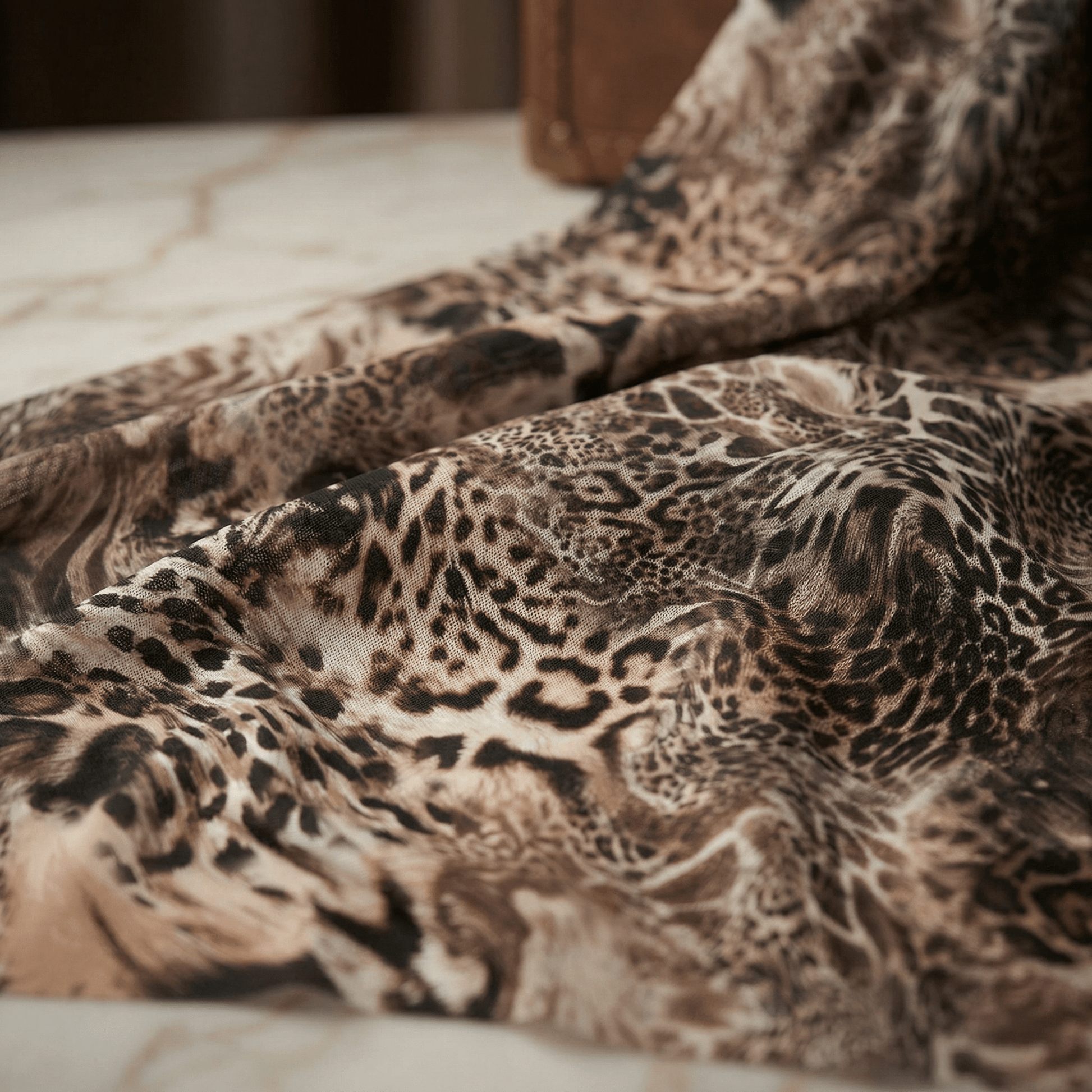 Leopard Print Stretch Power Mesh Fabric 58” Wide by the Yard – Sheer 4 Way Stretch Animal Print Mesh for Dancewear, Lingerie, Dresses & Costumes - New Creations Fabric & Foam Inc