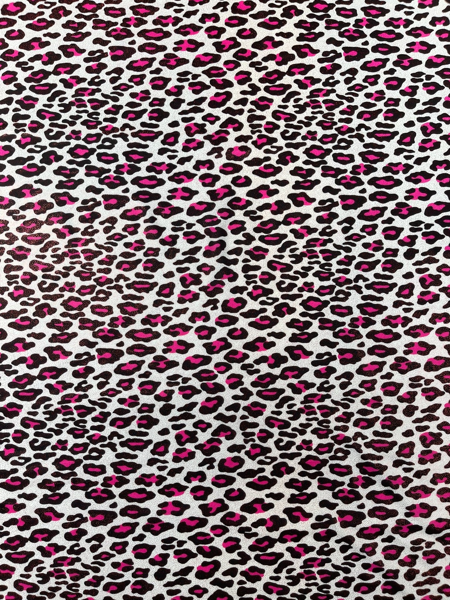 Leopard print with foil stretch spandex fabric | New Creation Fabric & Foam - New Creations Fabric & Foam Inc