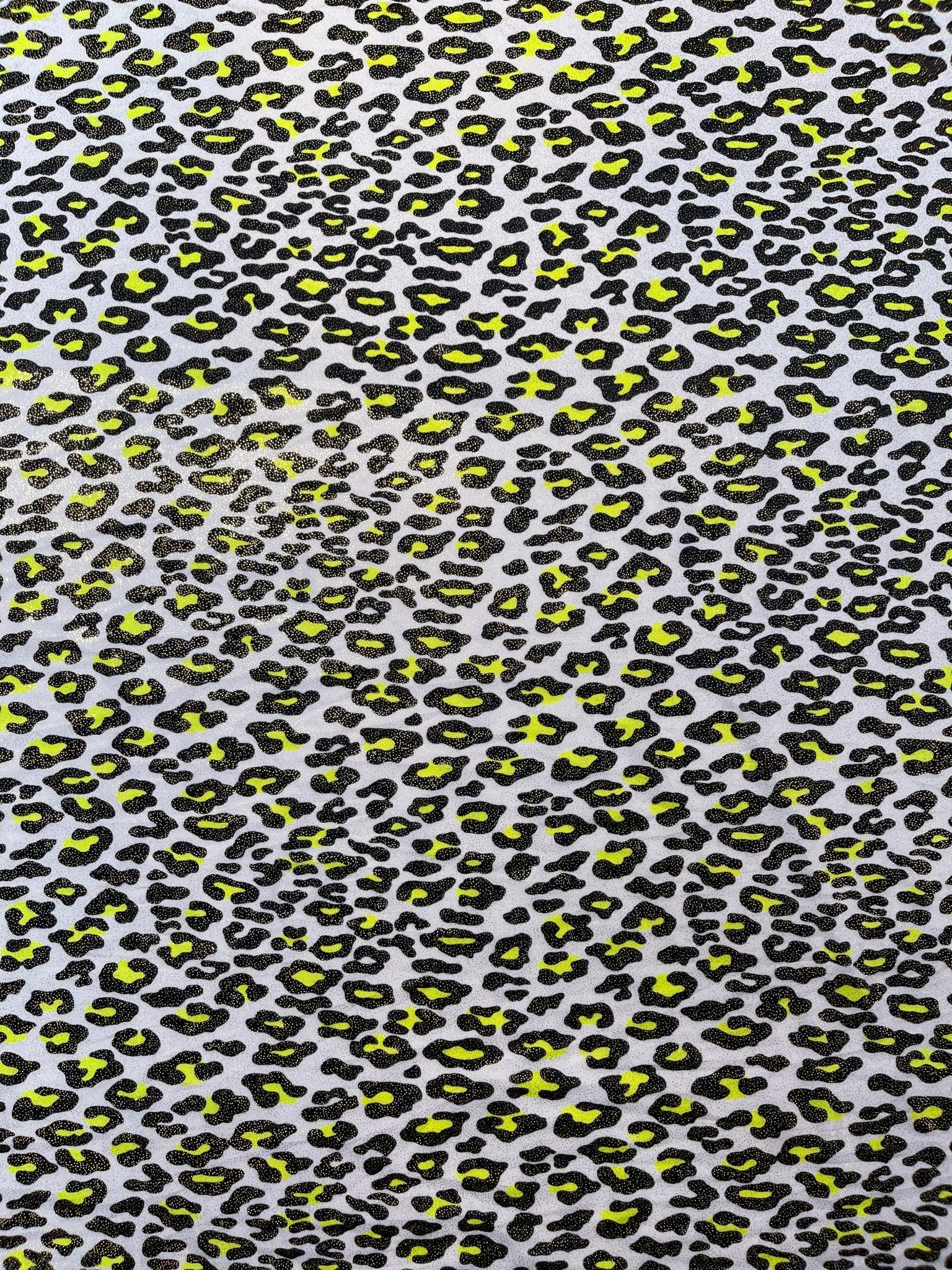 Leopard print with foil stretch spandex fabric | New Creation Fabric & Foam - New Creations Fabric & Foam Inc