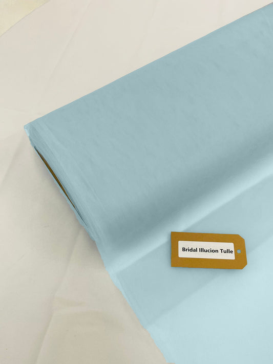 Light Blue - Bridal Illusion Tulle 108"Wide Polyester Premium Tulle Fabric Bolt, By The Roll. - New Creations Fabric & Foam Inc