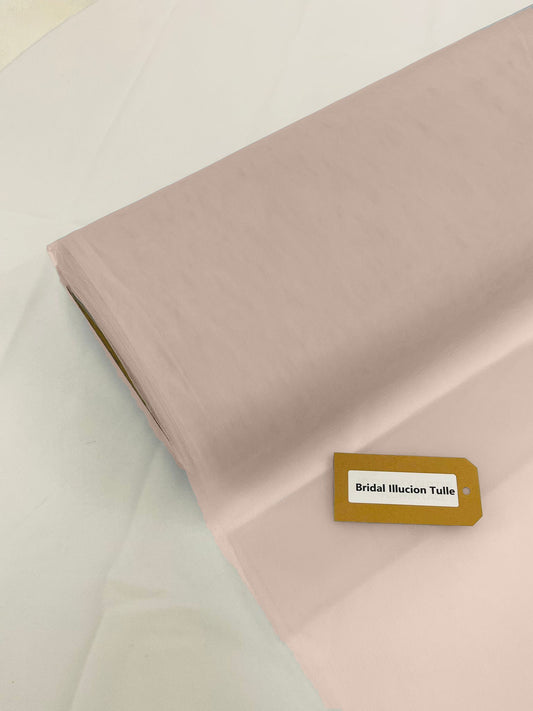 Light Blush - Bridal Illusion Tulle 108"Wide Polyester Premium Tulle Fabric Bolt, By The Roll. - New Creations Fabric & Foam Inc