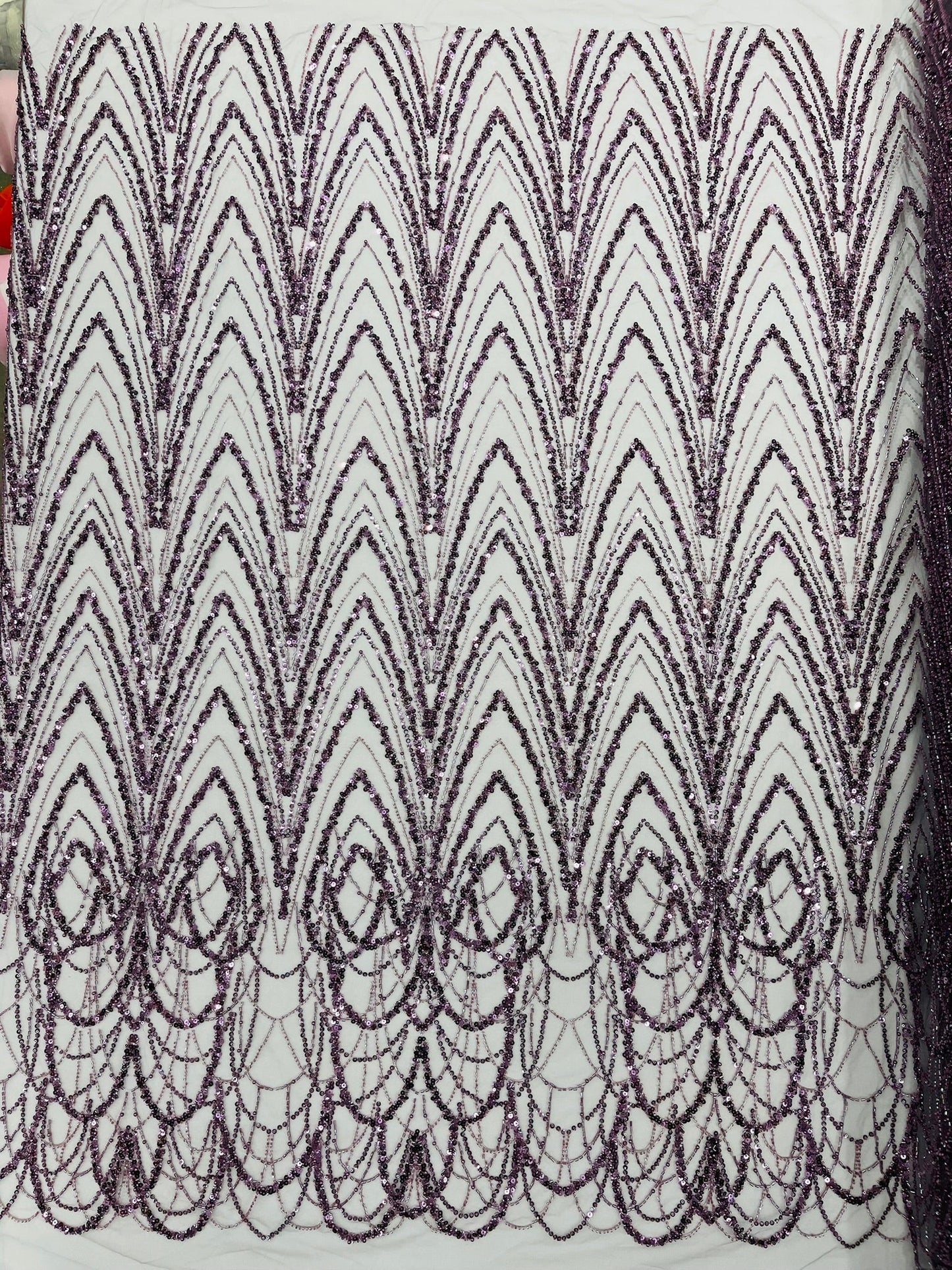 Luxury Chain Geometric Beaded Lace 54” Wide| New Creations Fabric & Foam Inc. - New Creations Fabric & Foam Inc