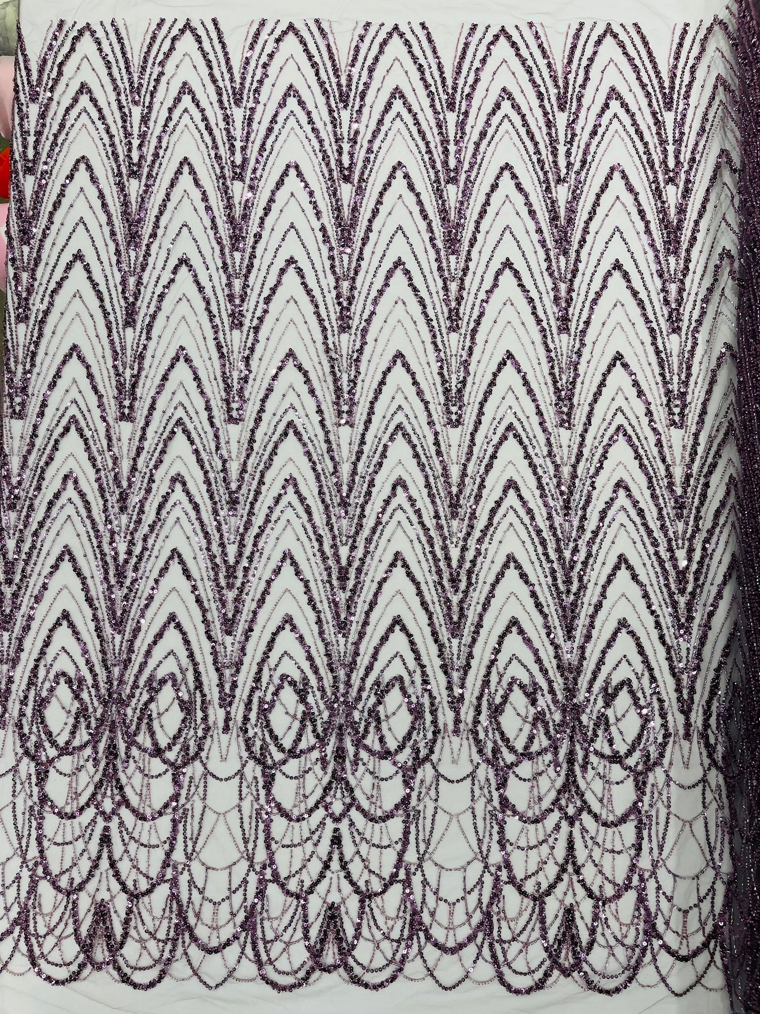 Luxury Chain Geometric Beaded Lace 54” Wide| New Creations Fabric & Foam Inc. - New Creations Fabric & Foam Inc