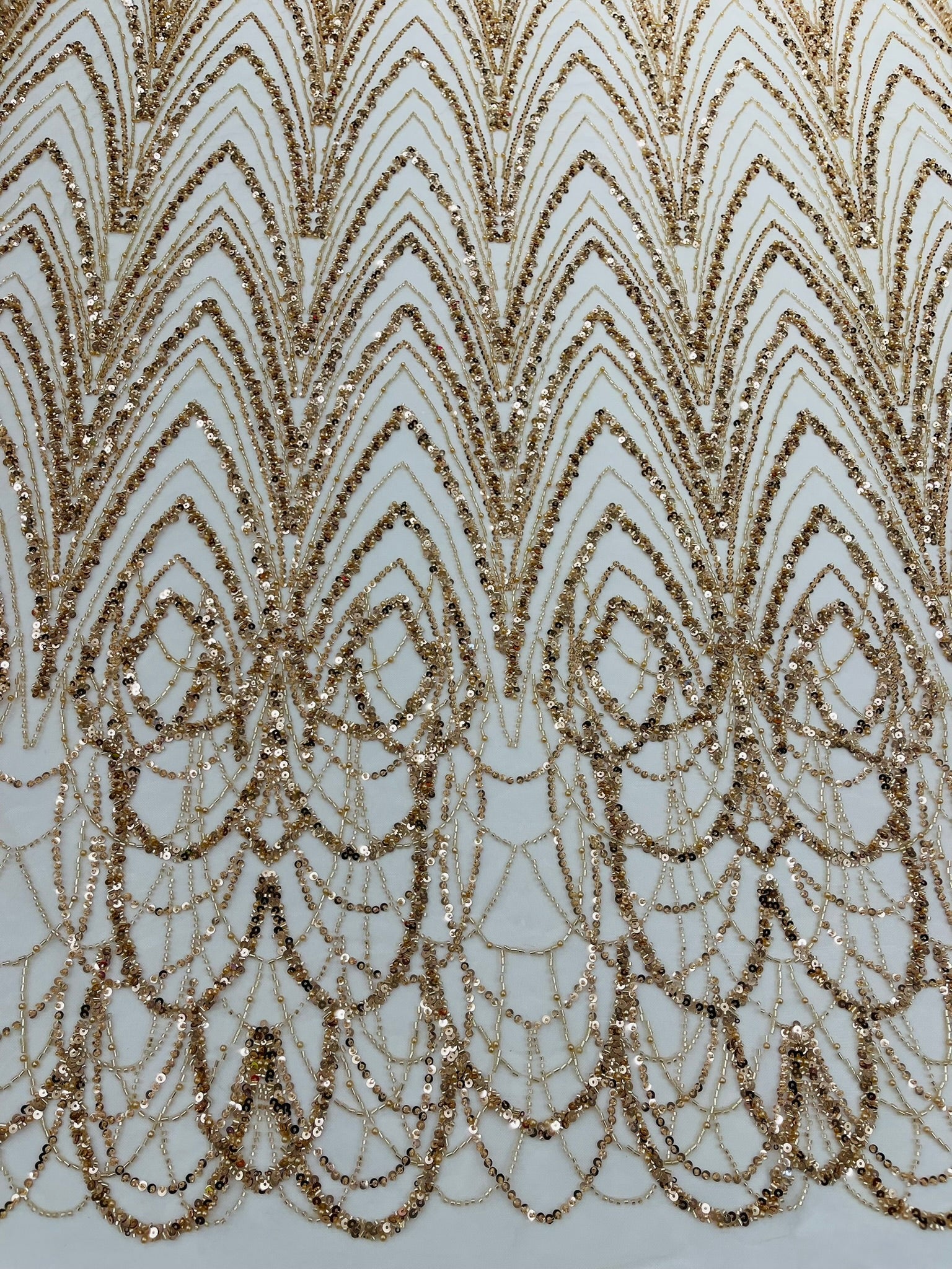 Luxury Chain Geometric Beaded Lace 54” Wide| New Creations Fabric & Foam Inc. - New Creations Fabric & Foam Inc