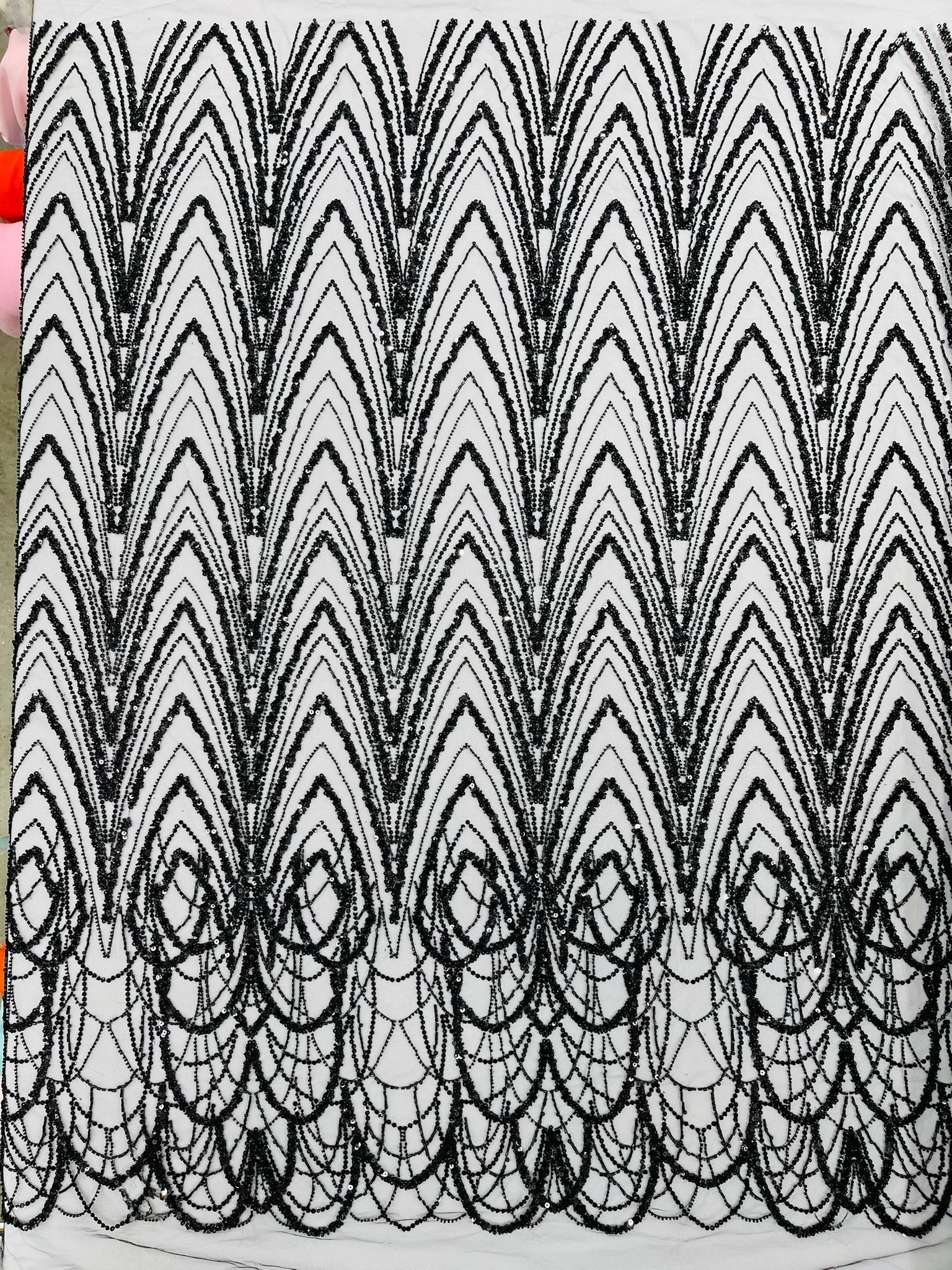 Luxury Chain Geometric Beaded Lace 54” Wide| New Creations Fabric & Foam Inc. - New Creations Fabric & Foam Inc