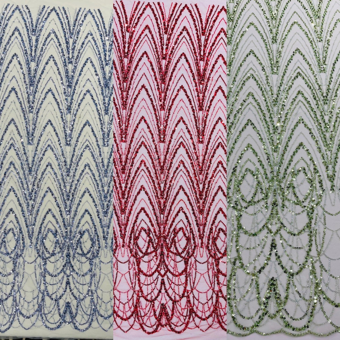 Luxury Chain Geometric Beaded Lace 54” Wide| New Creations Fabric & Foam Inc. - New Creations Fabric & Foam Inc