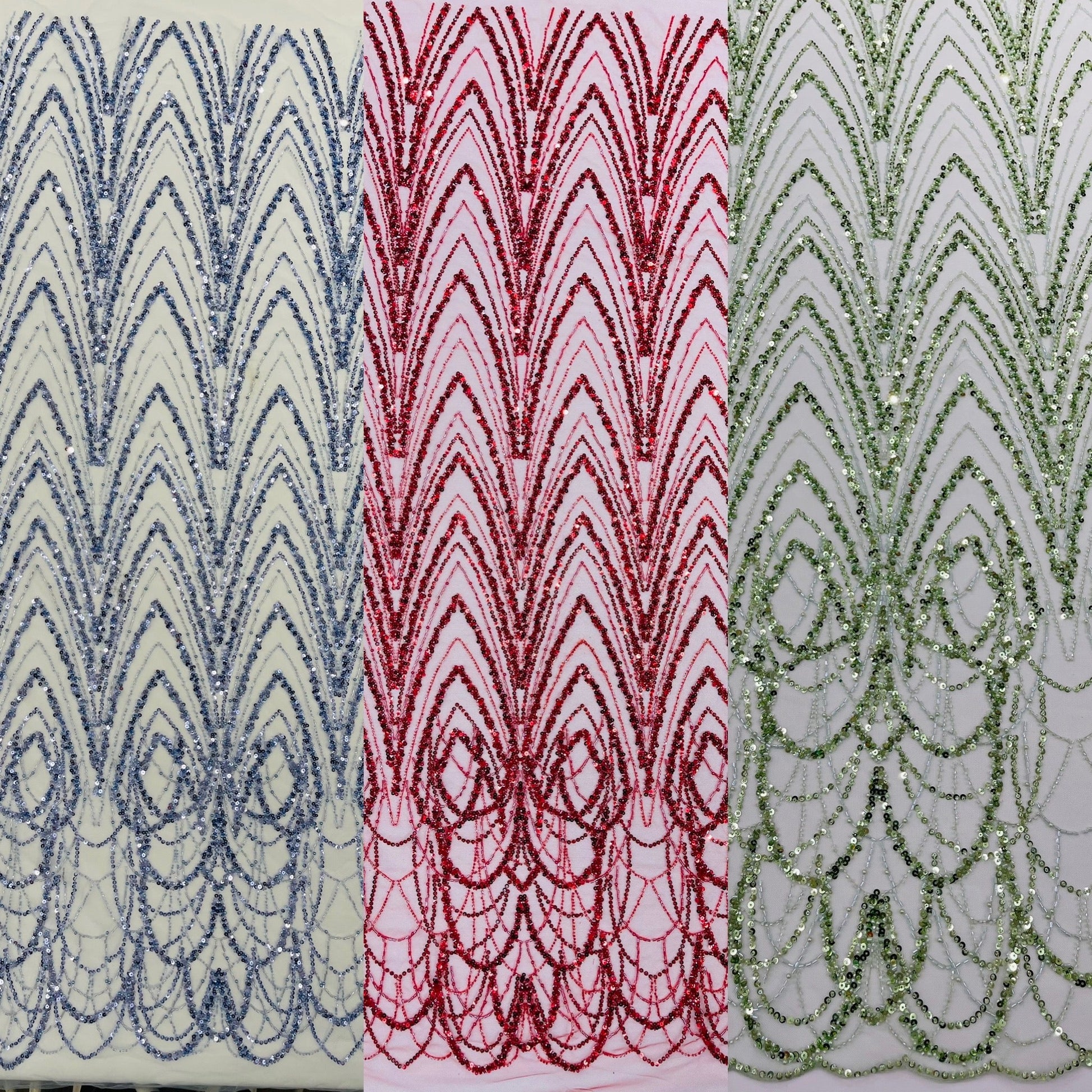 Luxury Chain Geometric Beaded Lace 54” Wide| New Creations Fabric & Foam Inc. - New Creations Fabric & Foam Inc