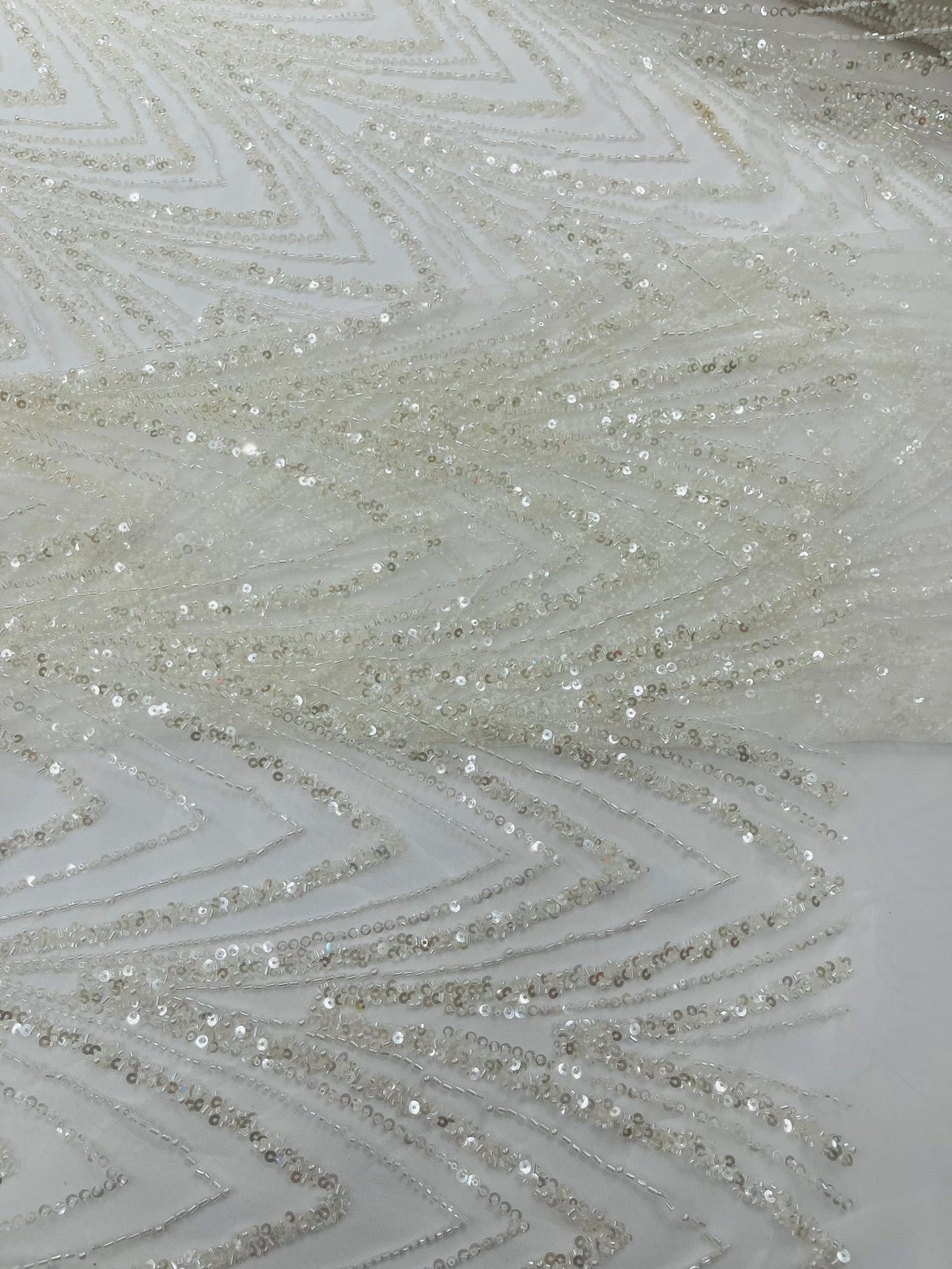 Luxury Chain Geometric Beaded Lace 54” Wide| New Creations Fabric & Foam Inc. - New Creations Fabric & Foam Inc