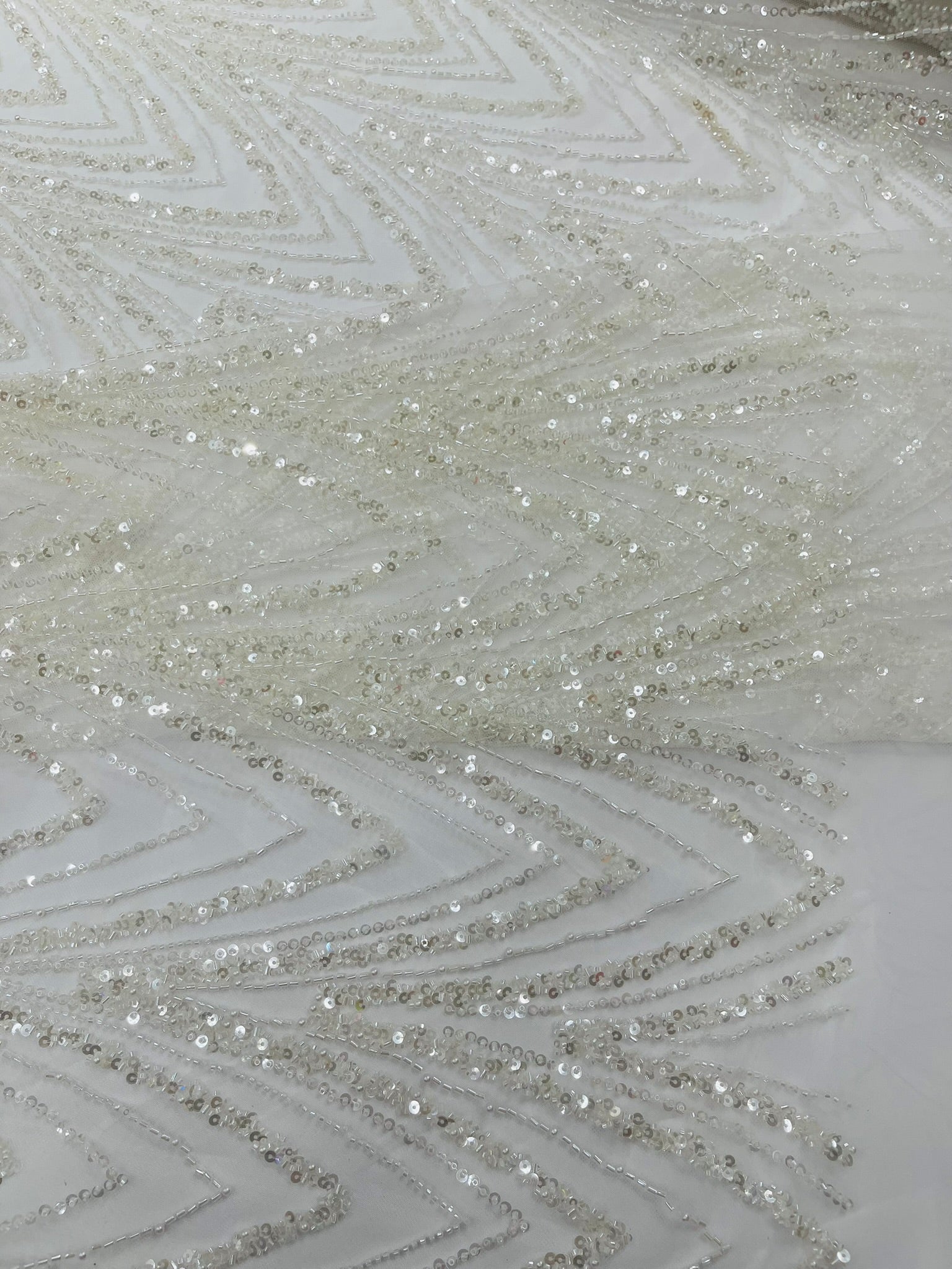Luxury Chain Geometric Beaded Lace 54” Wide| New Creations Fabric & Foam Inc. - New Creations Fabric & Foam Inc