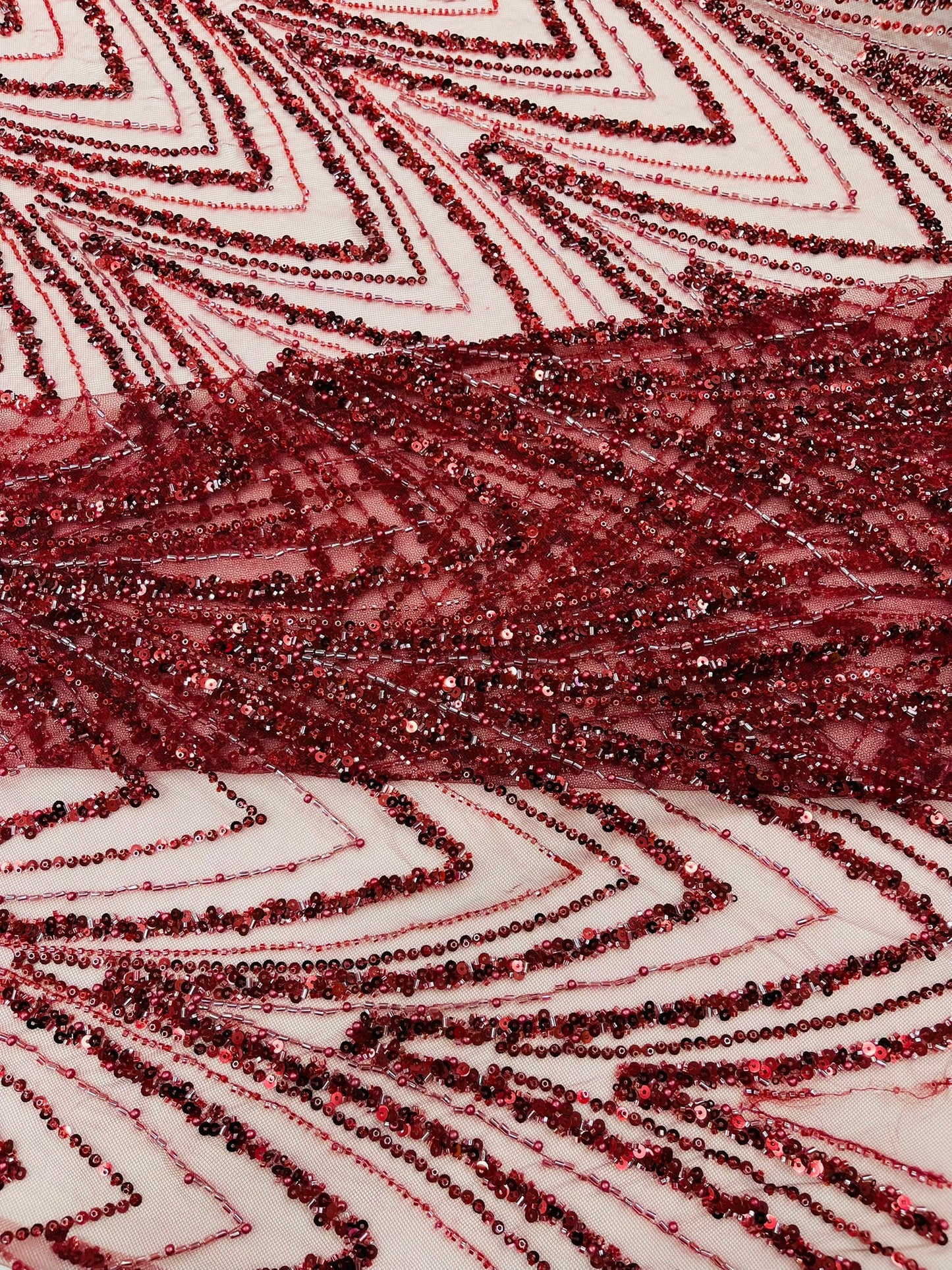 Luxury Chain Geometric Beaded Lace 54” Wide| New Creations Fabric & Foam Inc. - New Creations Fabric & Foam Inc