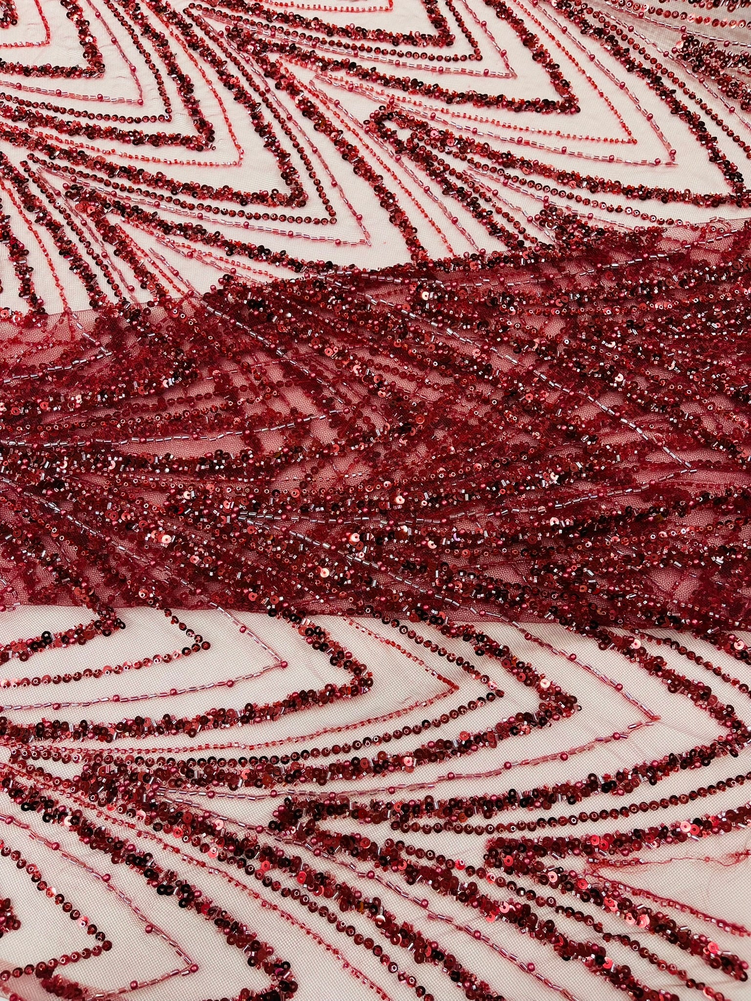 Luxury Chain Geometric Beaded Lace 54” Wide| New Creations Fabric & Foam Inc. - New Creations Fabric & Foam Inc