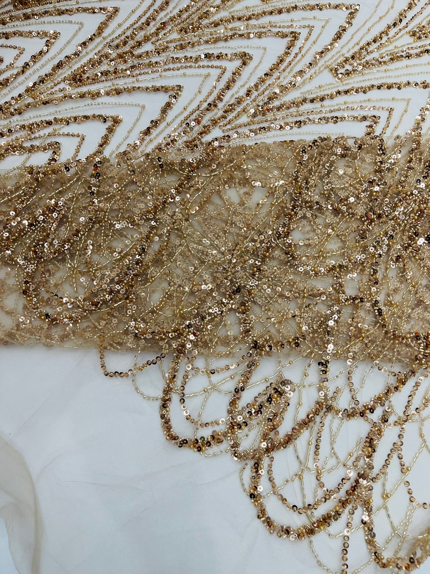 Luxury Chain Geometric Beaded Lace 54” Wide| New Creations Fabric & Foam Inc. - New Creations Fabric & Foam Inc