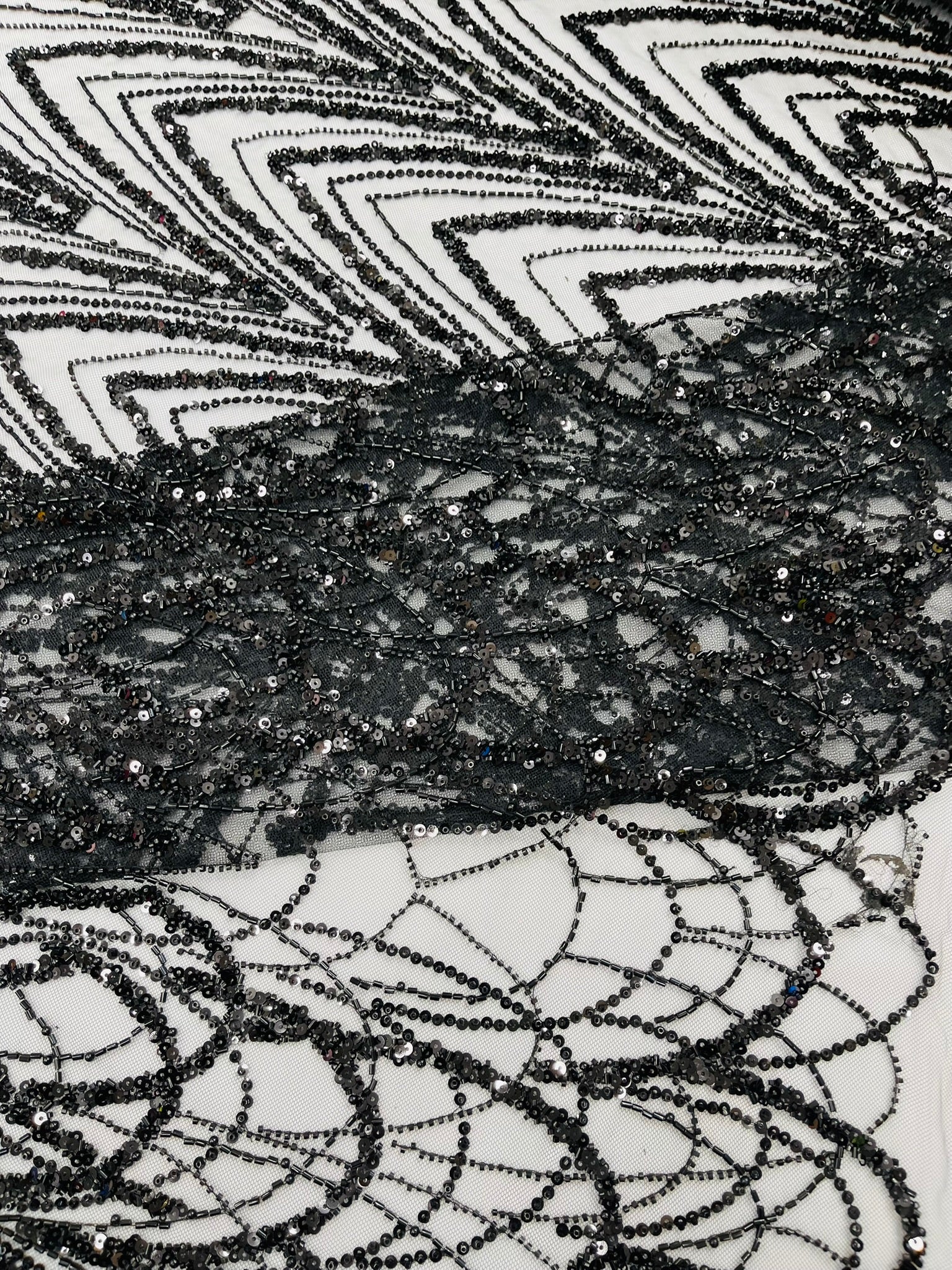 Luxury Chain Geometric Beaded Lace 54” Wide| New Creations Fabric & Foam Inc. - New Creations Fabric & Foam Inc