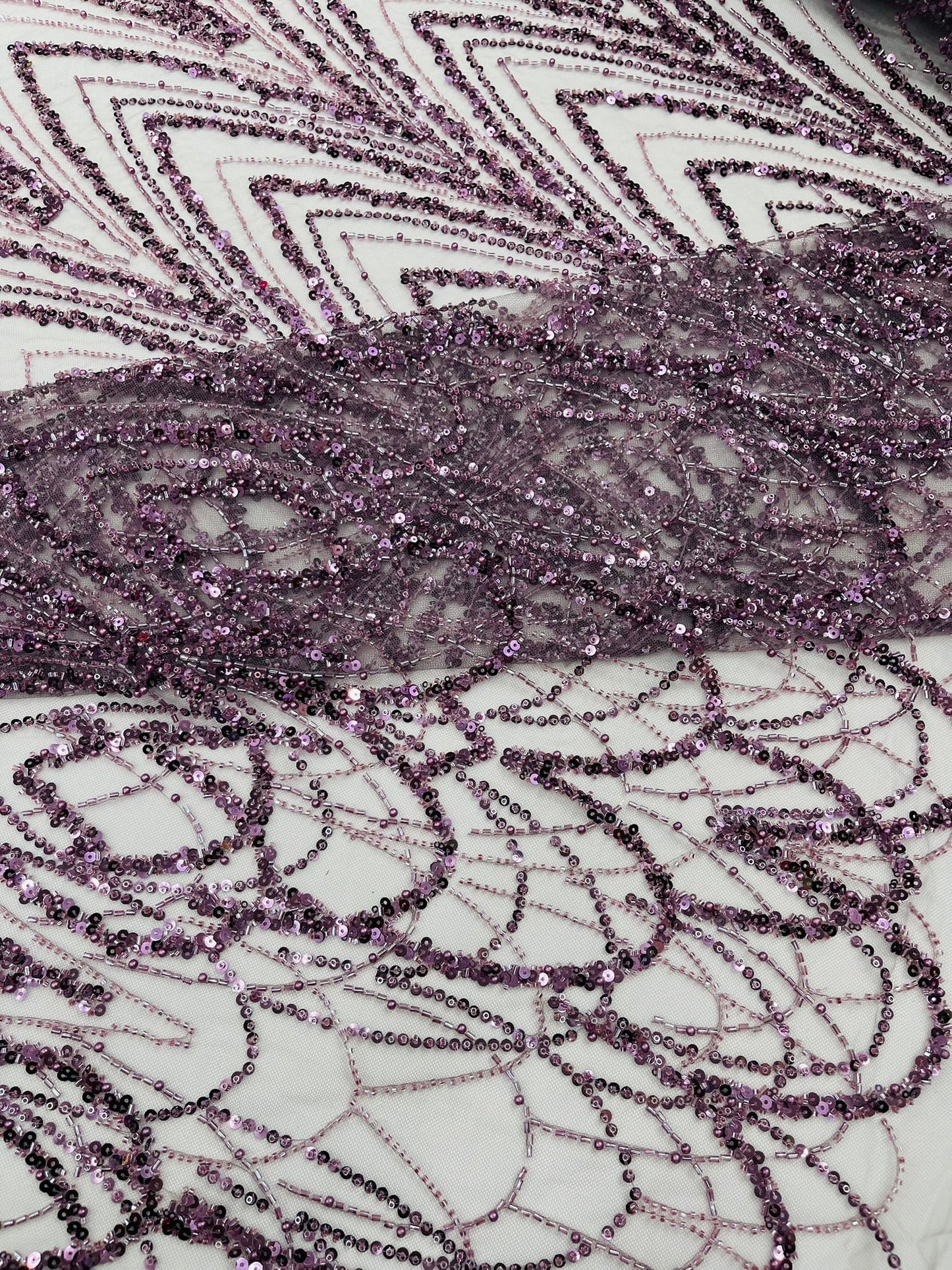 Luxury Chain Geometric Beaded Lace 54” Wide| New Creations Fabric & Foam Inc. - New Creations Fabric & Foam Inc