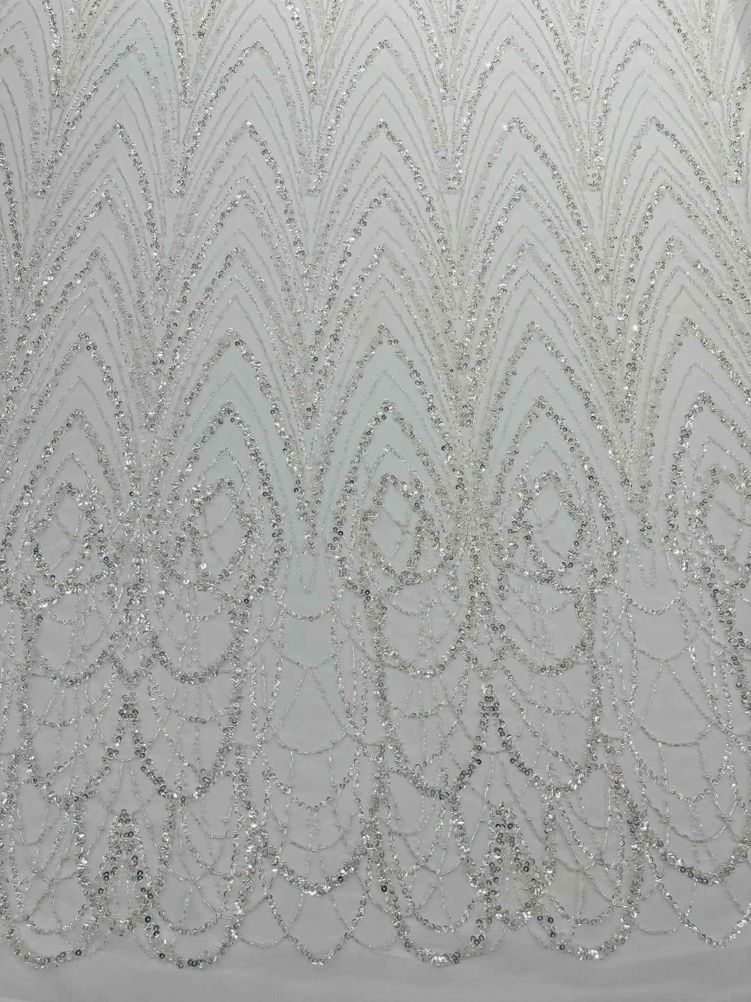 Luxury Chain Geometric Beaded Lace 54” Wide| New Creations Fabric & Foam Inc. - New Creations Fabric & Foam Inc
