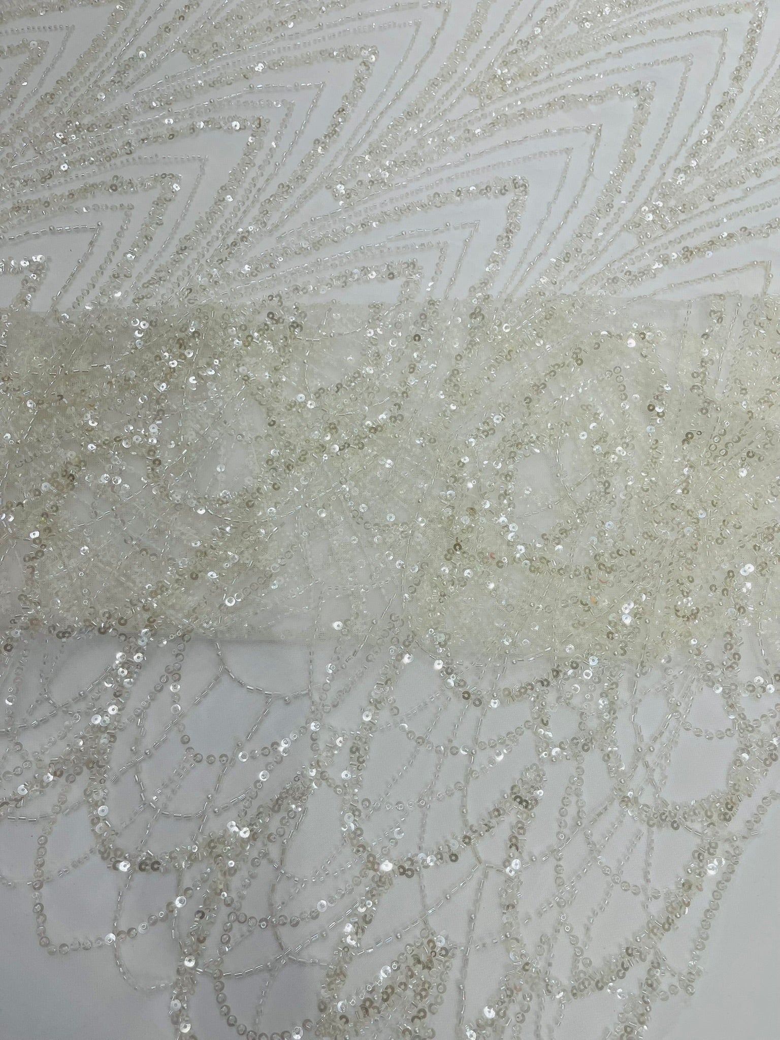 Luxury Chain Geometric Beaded Lace 54” Wide| New Creations Fabric & Foam Inc. - New Creations Fabric & Foam Inc