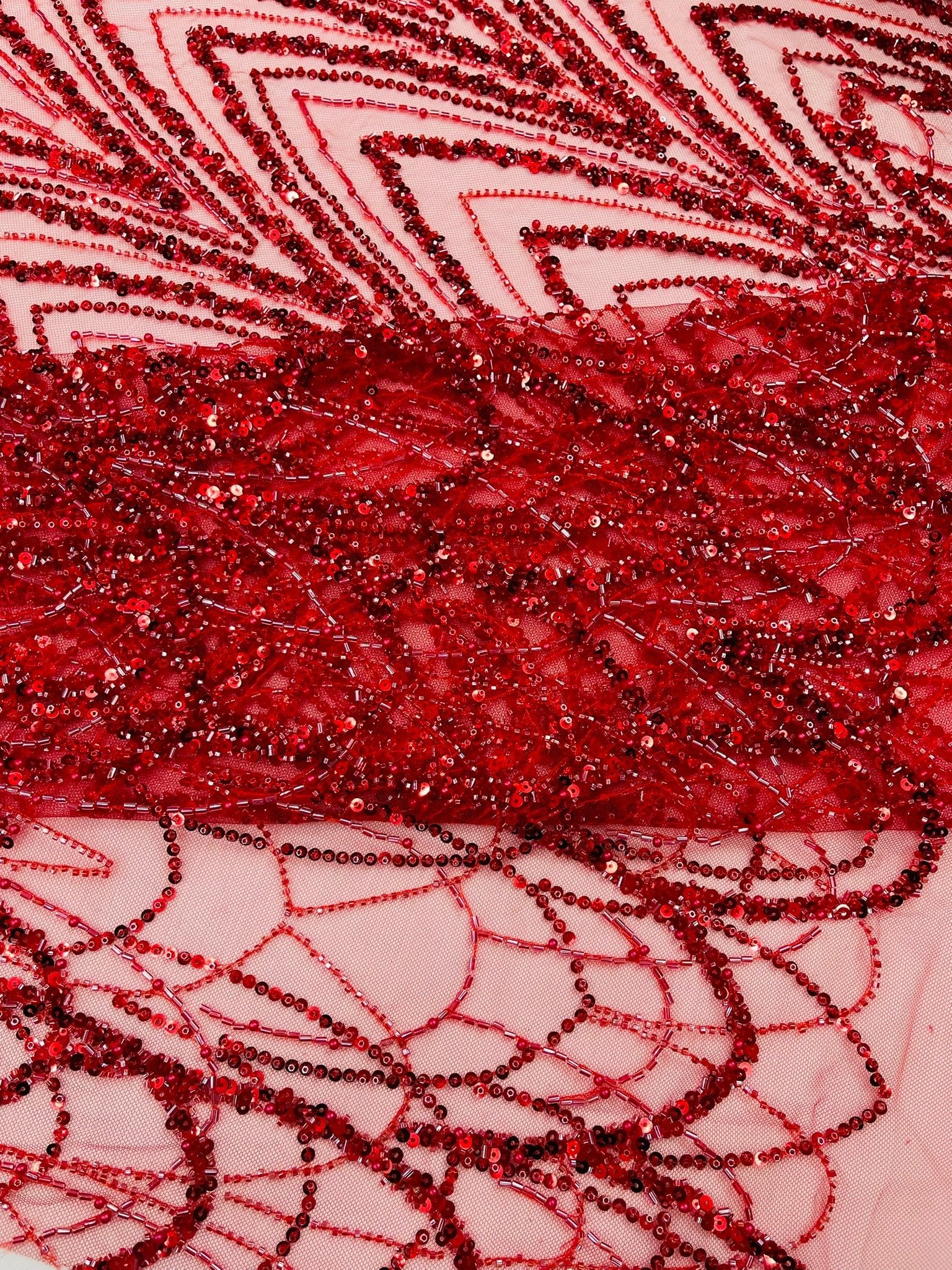 Luxury Chain Geometric Beaded Lace 54” Wide| New Creations Fabric & Foam Inc. - New Creations Fabric & Foam Inc