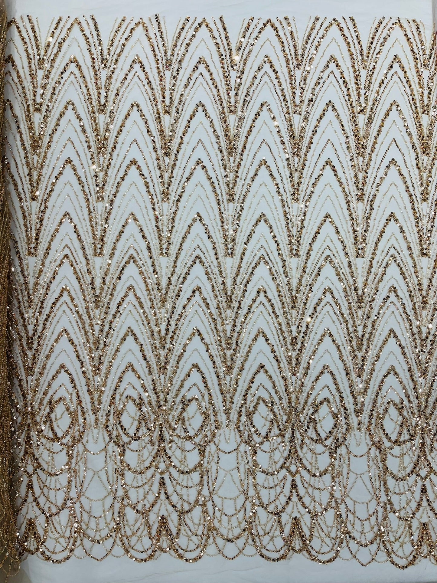 Luxury Chain Geometric Beaded Lace 54” Wide| New Creations Fabric & Foam Inc. - New Creations Fabric & Foam Inc