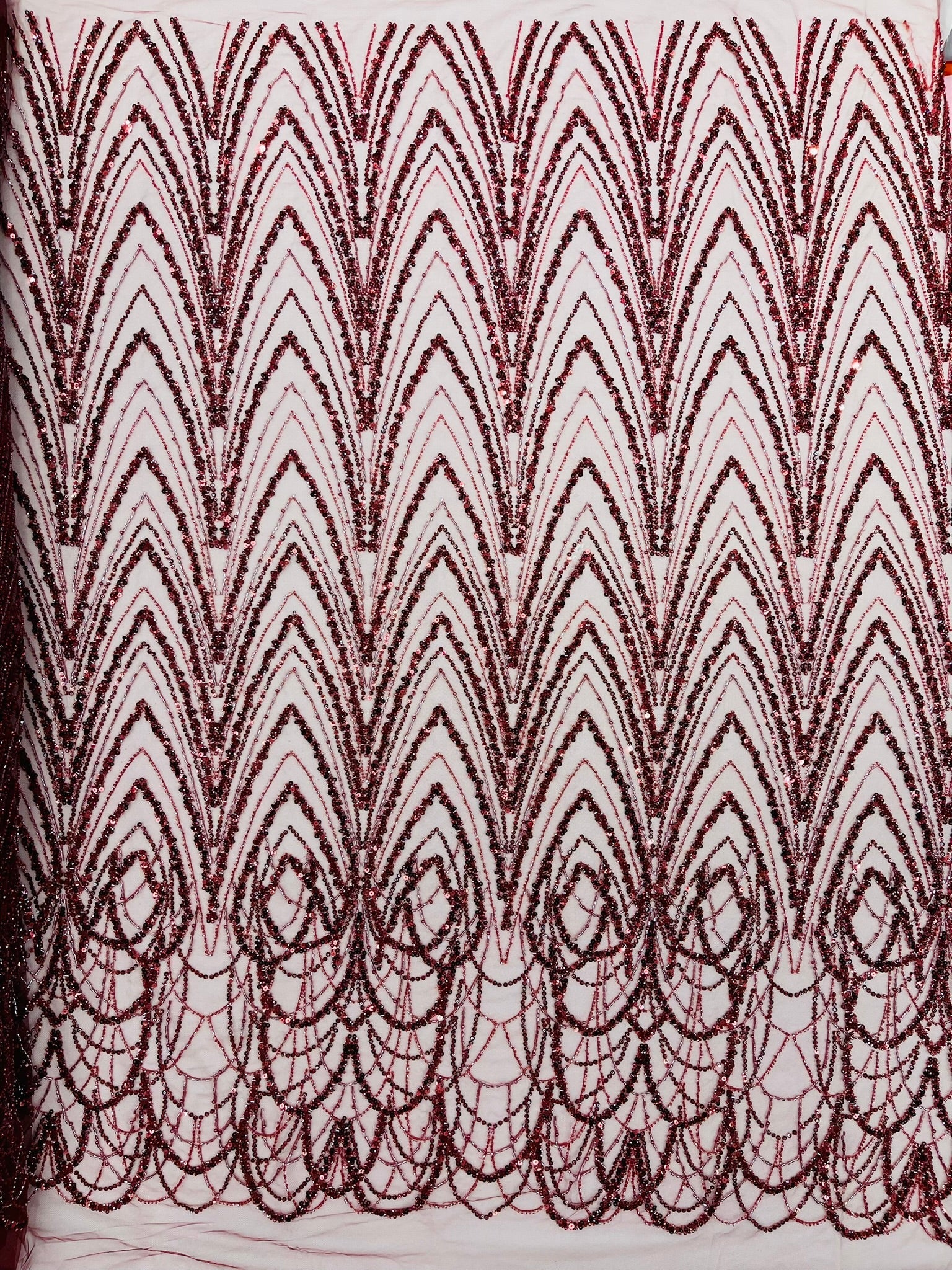 Luxury Chain Geometric Beaded Lace 54” Wide| New Creations Fabric & Foam Inc. - New Creations Fabric & Foam Inc