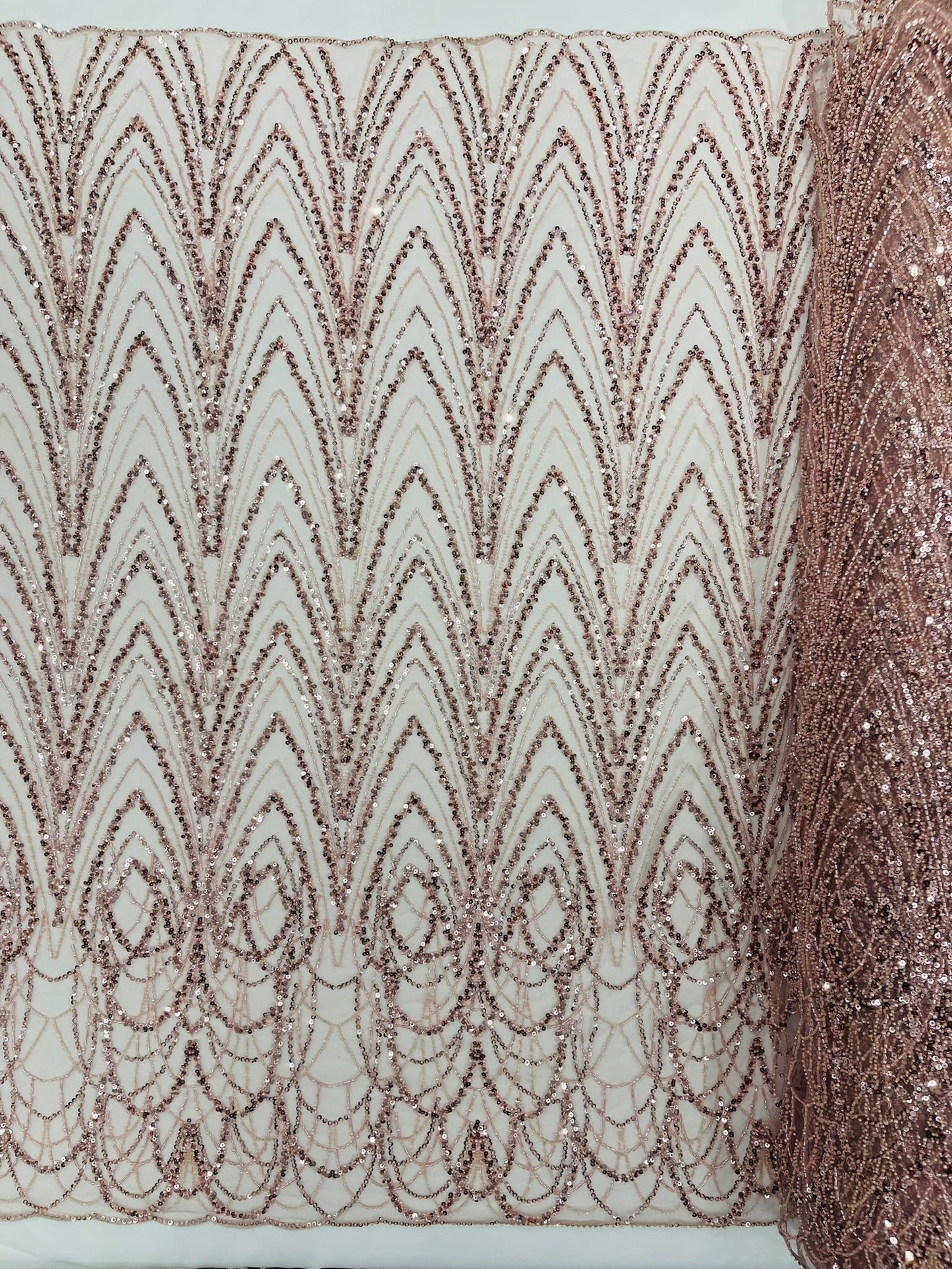 Luxury Chain Geometric Beaded Lace 54” Wide| New Creations Fabric & Foam Inc. - New Creations Fabric & Foam Inc