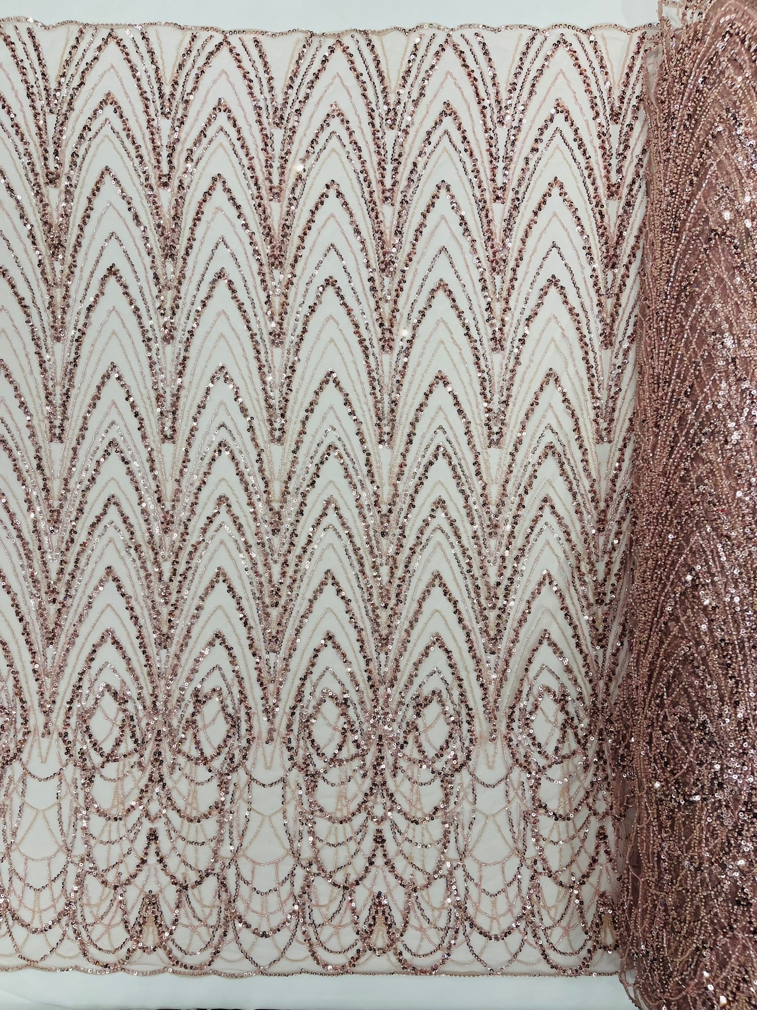 Luxury Chain Geometric Beaded Lace 54” Wide| New Creations Fabric & Foam Inc. - New Creations Fabric & Foam Inc