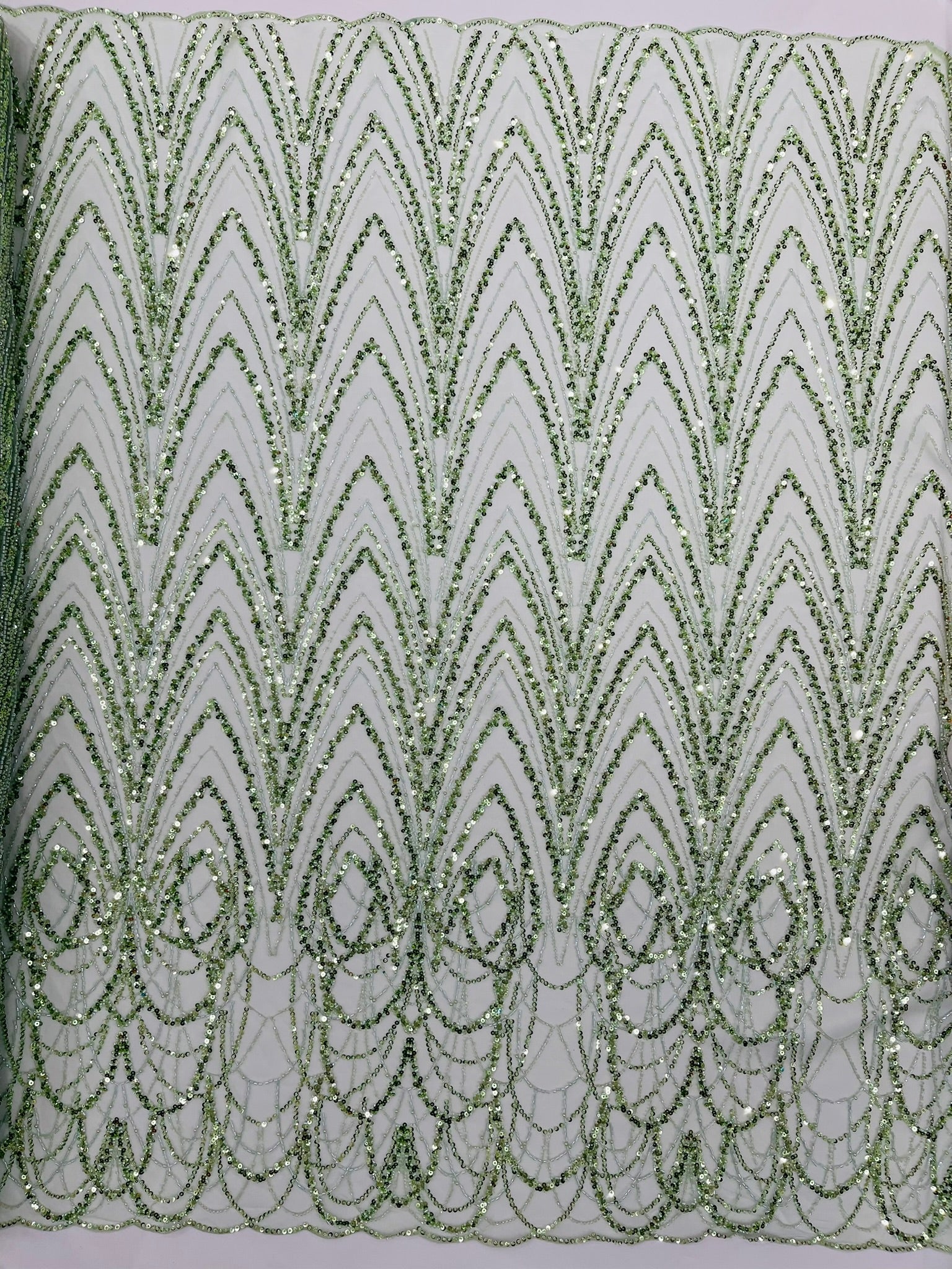 Luxury Chain Geometric Beaded Lace 54” Wide| New Creations Fabric & Foam Inc. - New Creations Fabric & Foam Inc