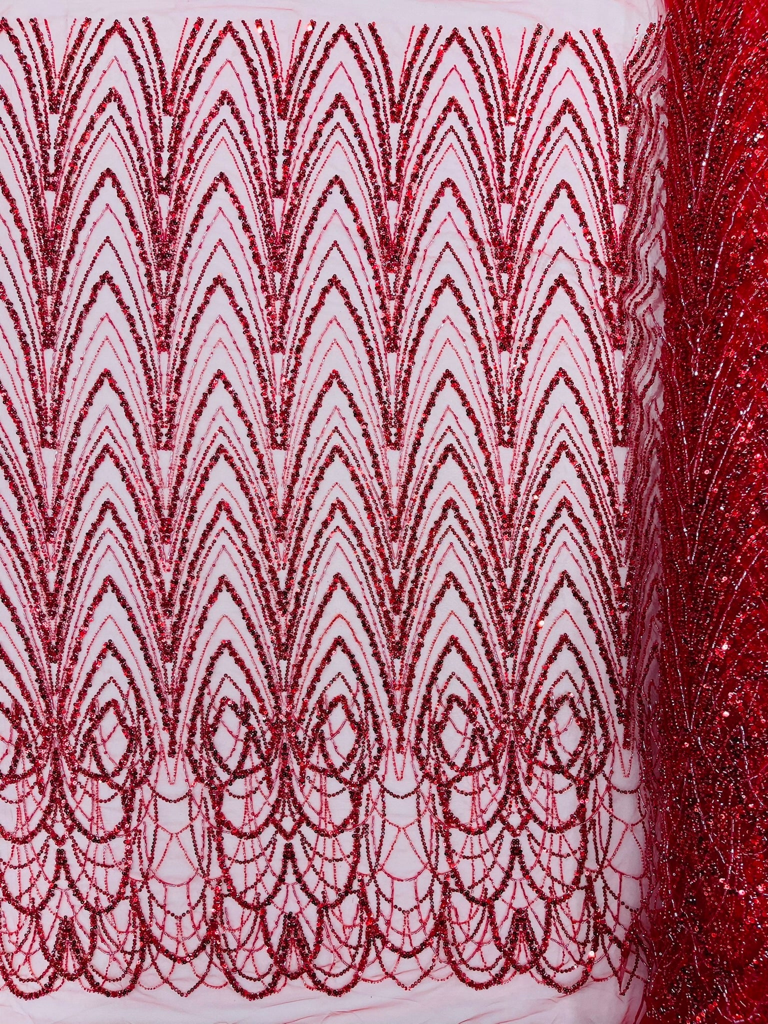 Luxury Chain Geometric Beaded Lace 54” Wide| New Creations Fabric & Foam Inc. - New Creations Fabric & Foam Inc