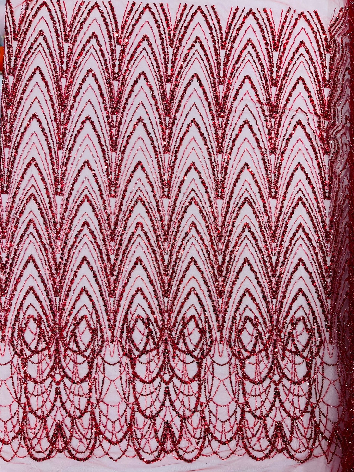 Luxury Chain Geometric Beaded Lace 54” Wide| New Creations Fabric & Foam Inc. - New Creations Fabric & Foam Inc