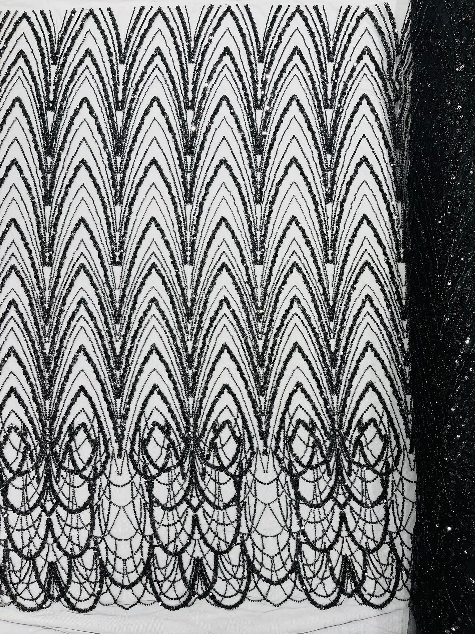 Luxury Chain Geometric Beaded Lace 54” Wide| New Creations Fabric & Foam Inc. - New Creations Fabric & Foam Inc