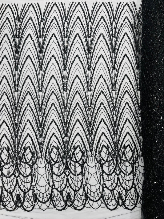 Luxury Chain Geometric Beaded Lace 54” Wide| New Creations Fabric & Foam Inc. - New Creations Fabric & Foam Inc