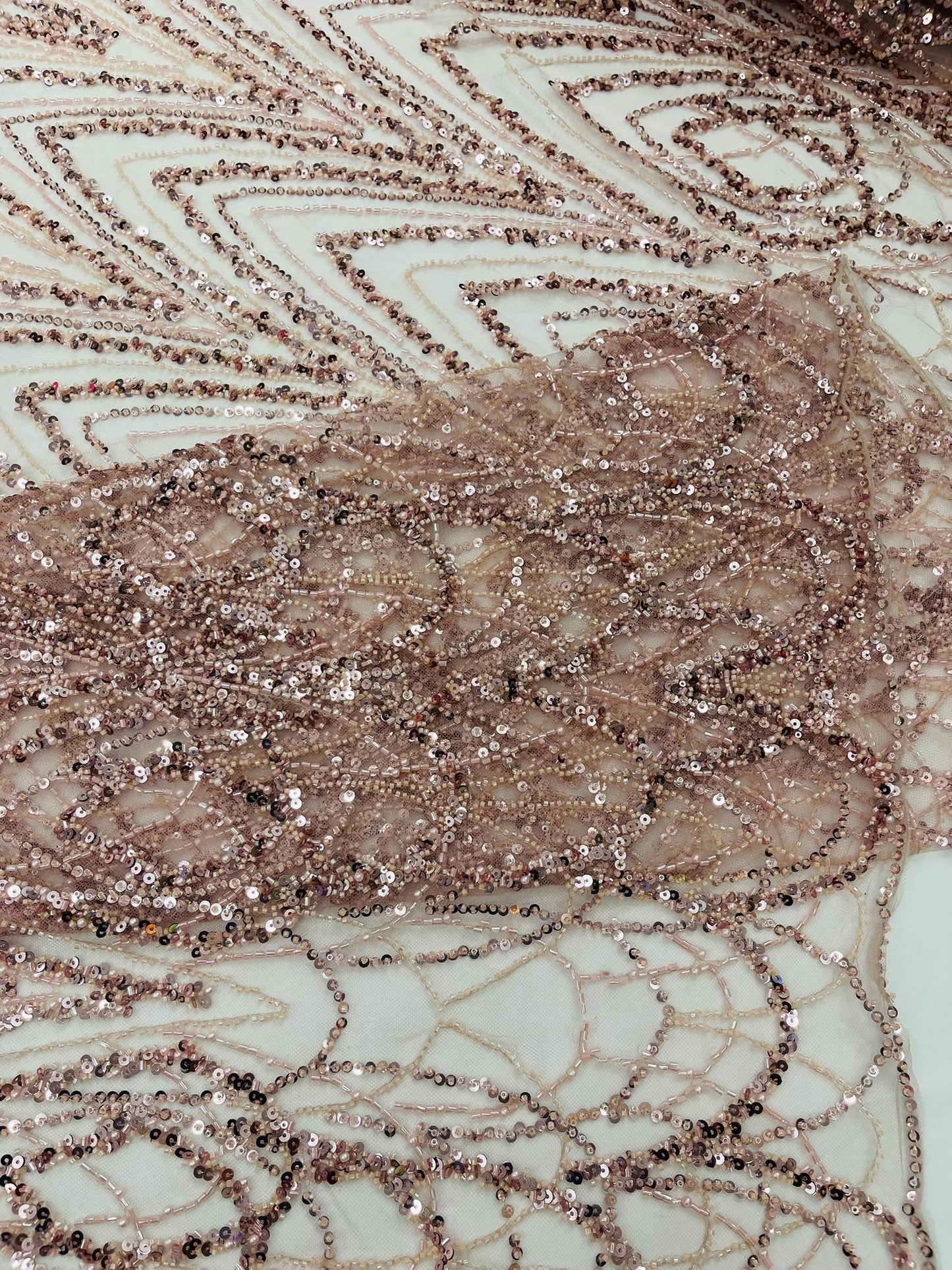 Luxury Chain Geometric Beaded Lace 54” Wide| New Creations Fabric & Foam Inc. - New Creations Fabric & Foam Inc