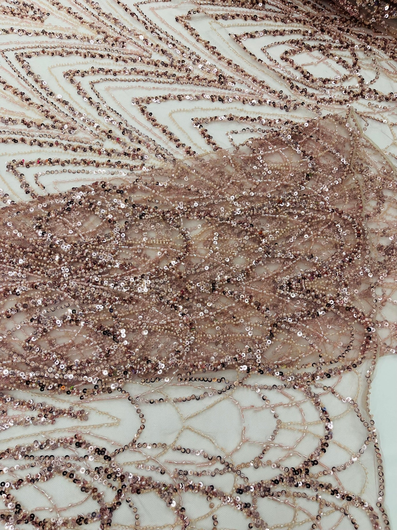 Luxury Chain Geometric Beaded Lace 54” Wide| New Creations Fabric & Foam Inc. - New Creations Fabric & Foam Inc