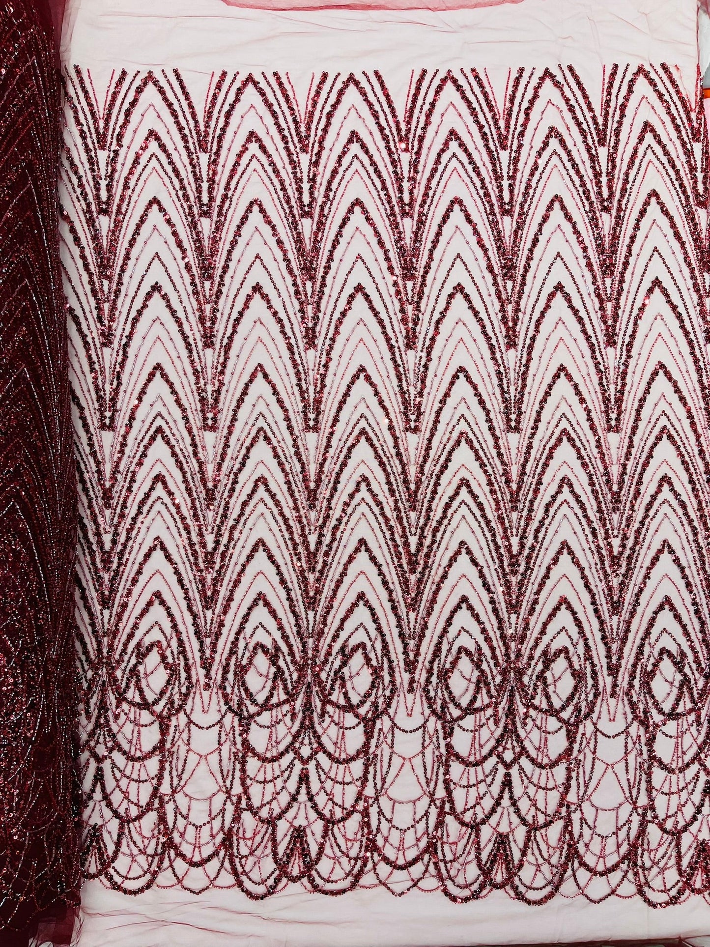 Luxury Chain Geometric Beaded Lace 54” Wide| New Creations Fabric & Foam Inc. - New Creations Fabric & Foam Inc