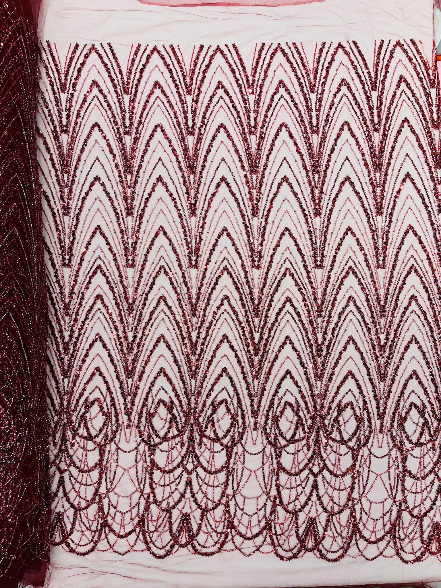 Luxury Chain Geometric Beaded Lace 54” Wide| New Creations Fabric & Foam Inc. - New Creations Fabric & Foam Inc