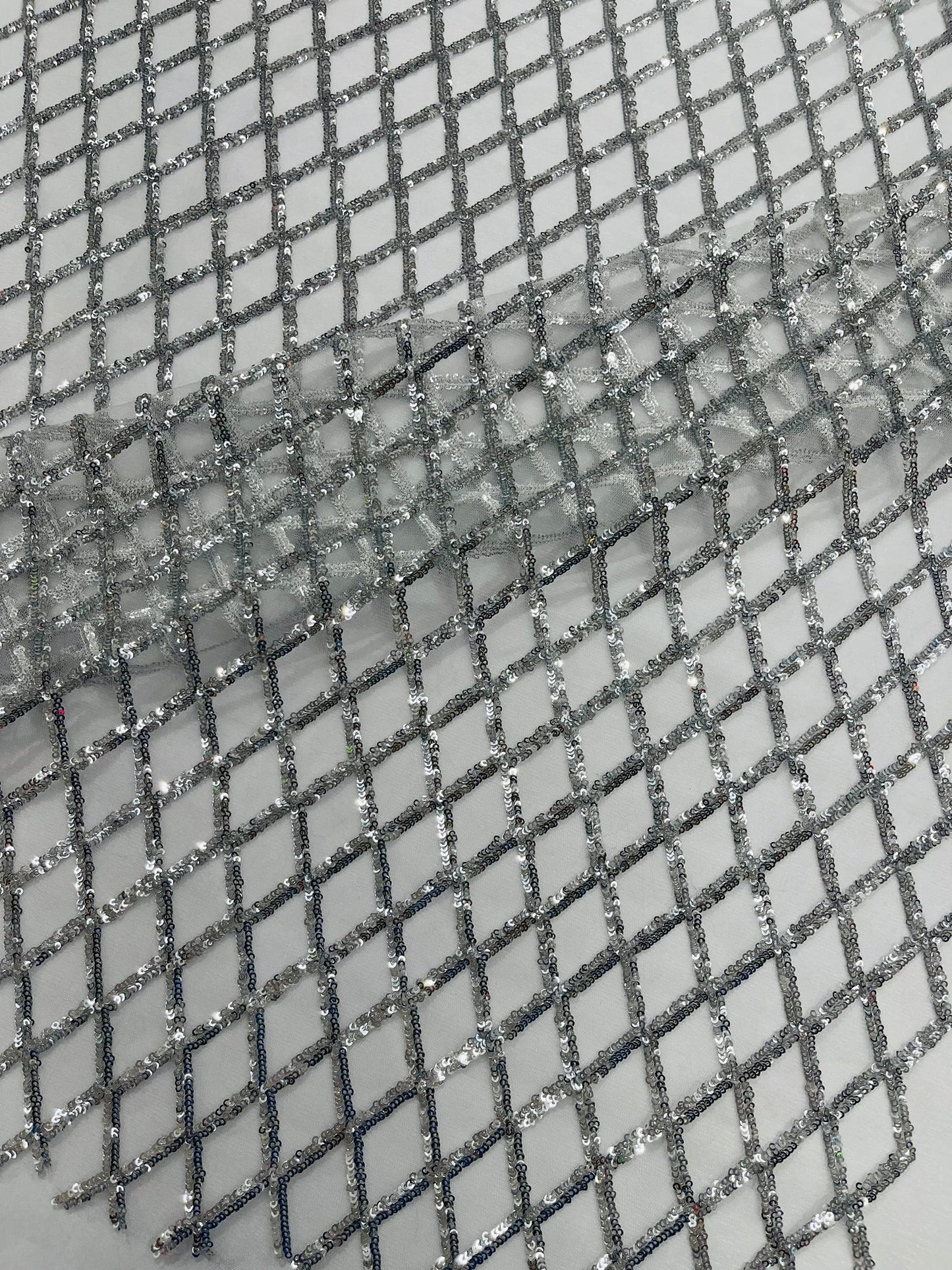 Luxury Diamond Design Mini Glitz Sequins On A Mesh 54” Wide| New Creations Fabric & Foam Inc. - New Creations Fabric & Foam Inc