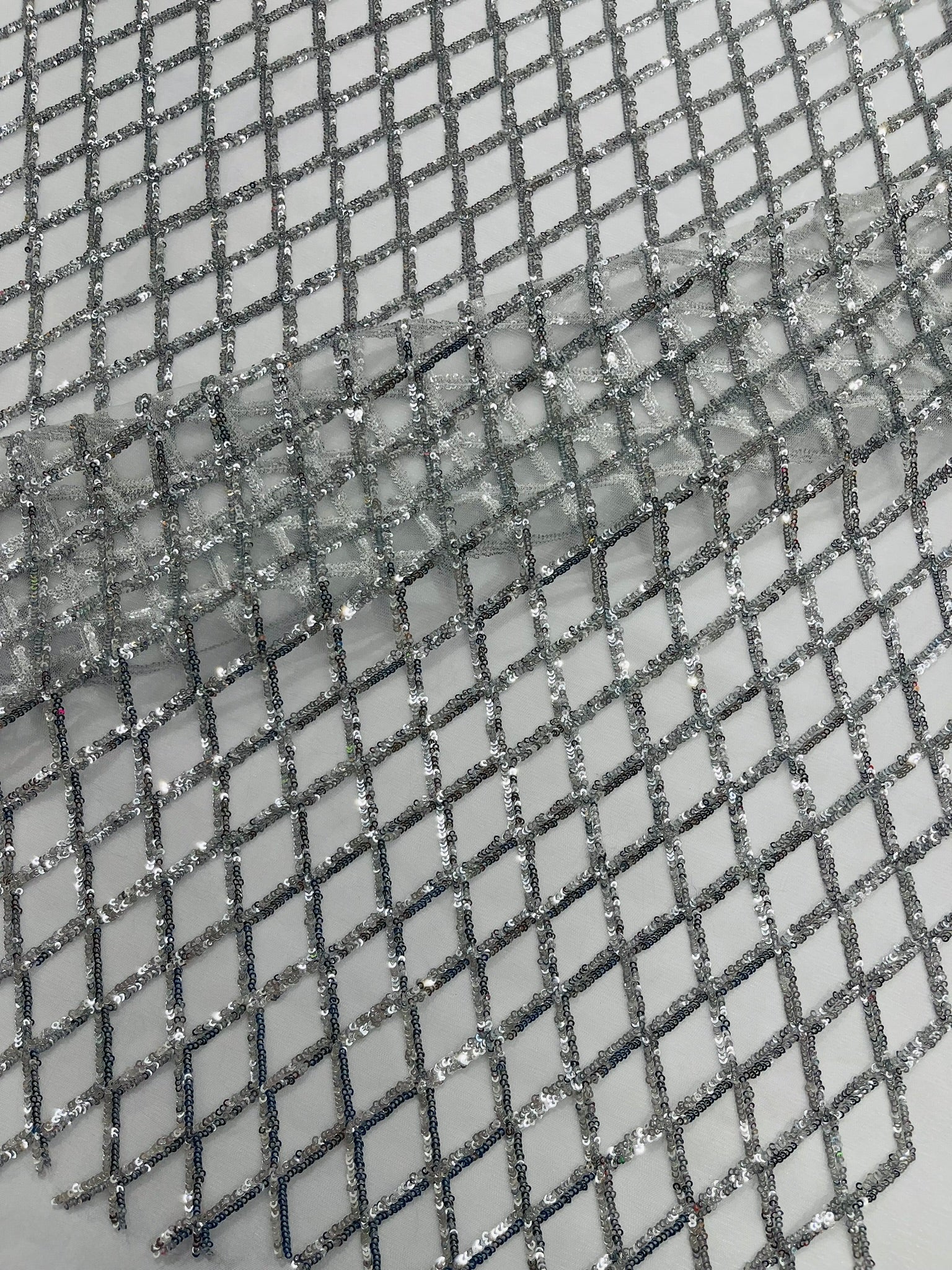 Luxury Diamond Design Mini Glitz Sequins On A Mesh 54” Wide| New Creations Fabric & Foam Inc. - New Creations Fabric & Foam Inc